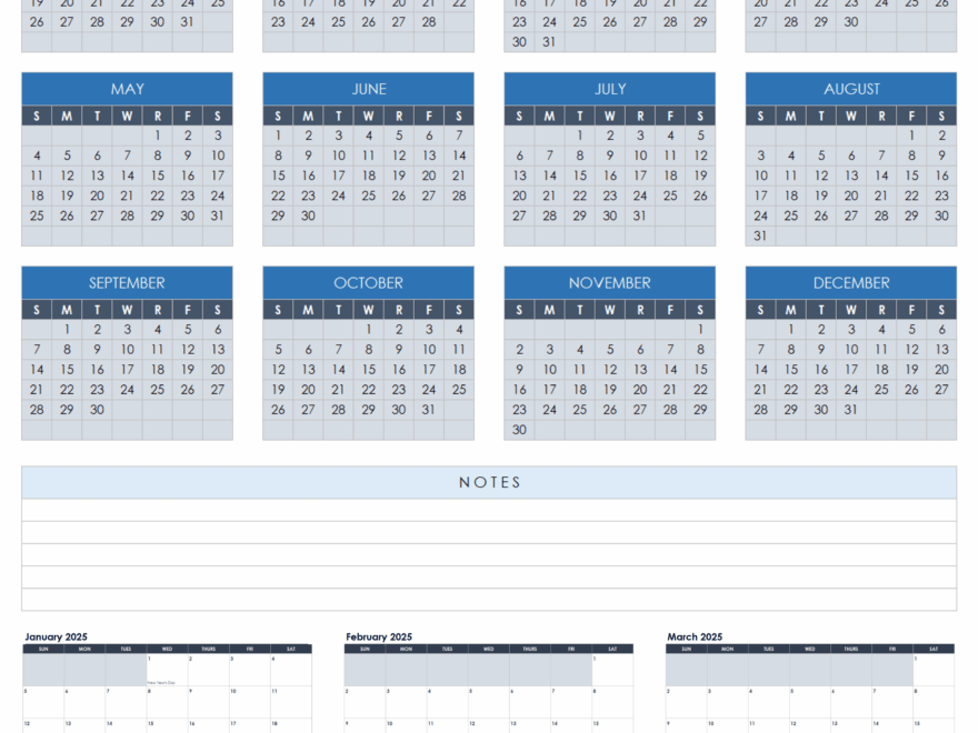 15 Free 2025 Monthly Calendar Templates Smartsheet