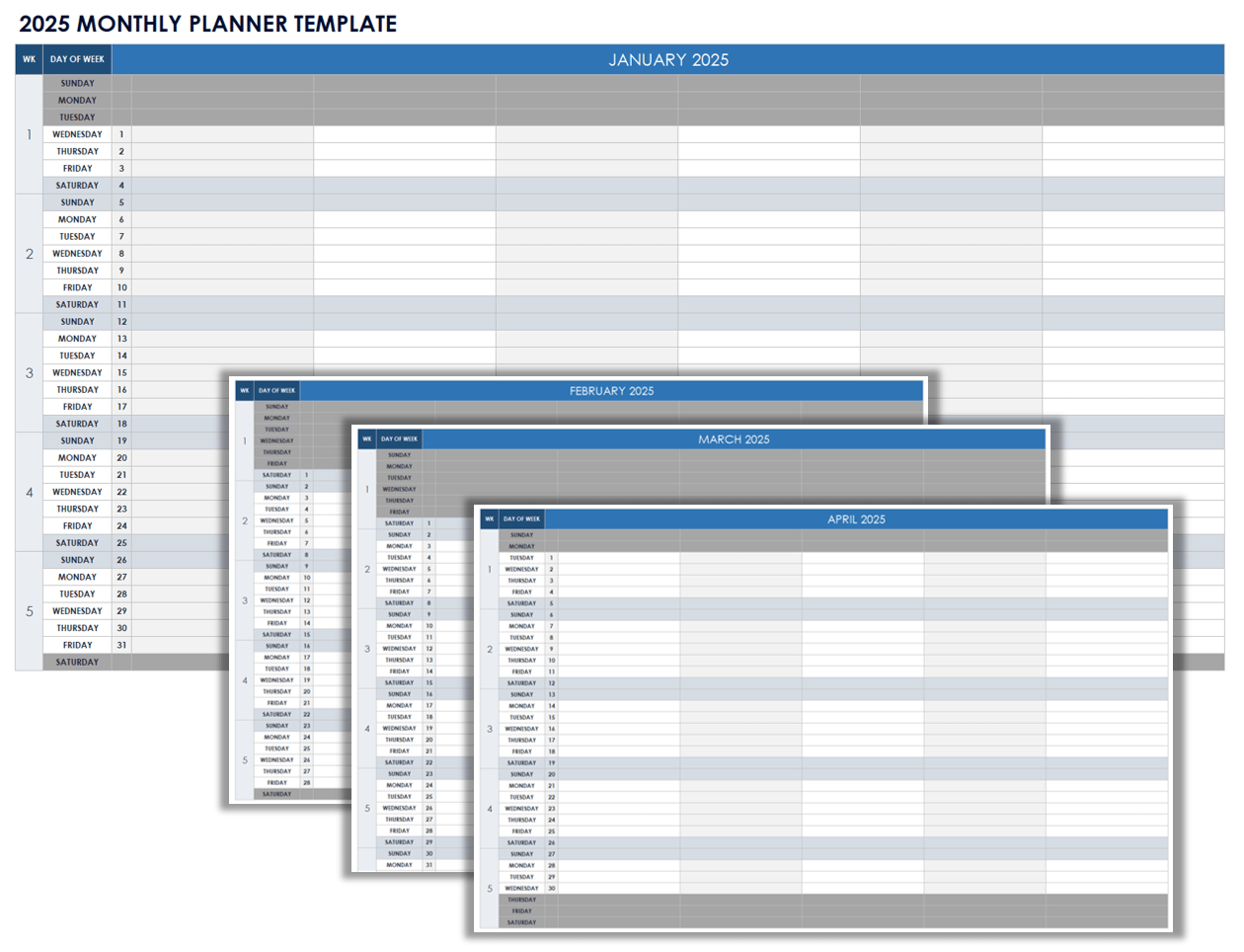 15 Free 2025 Monthly Calendar Templates Smartsheet