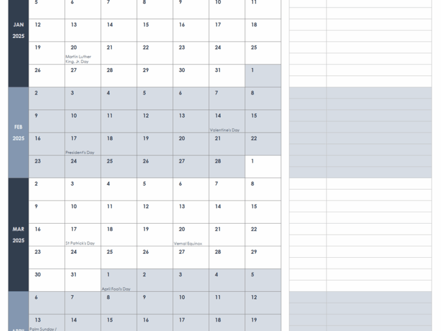 15 Free 2025 Monthly Calendar Templates Smartsheet