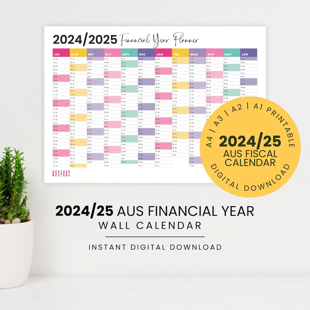 2024 2025 AUS Financial Year Wall Calendar Rainbow Printable Year Planner Fiscal Year A1 A2 A3 A4 Planner Digital Download Etsy