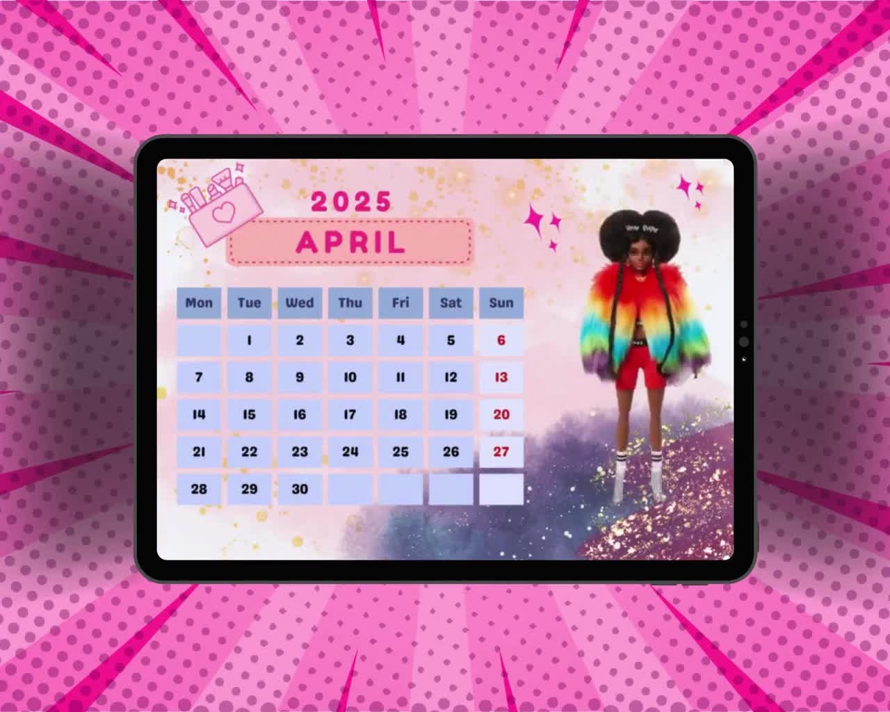 2024 2025 Barbie Desk Calendar Printable Calendar Barbie Calendar Barbie Printable Calendar Digital Calender Etsy UK
