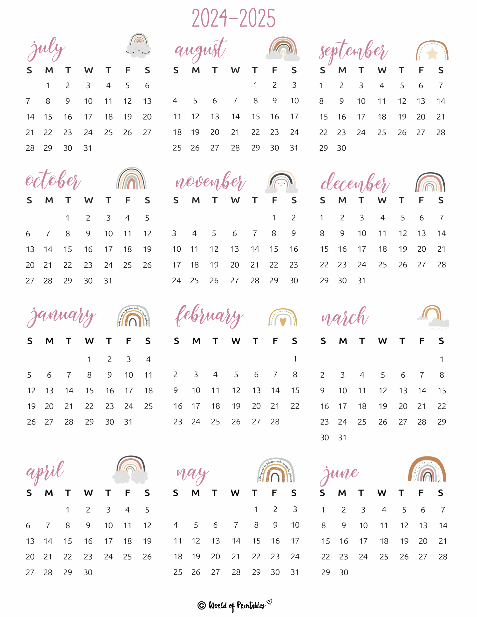 2024 2025 Calendar Free Printables World Of Printables