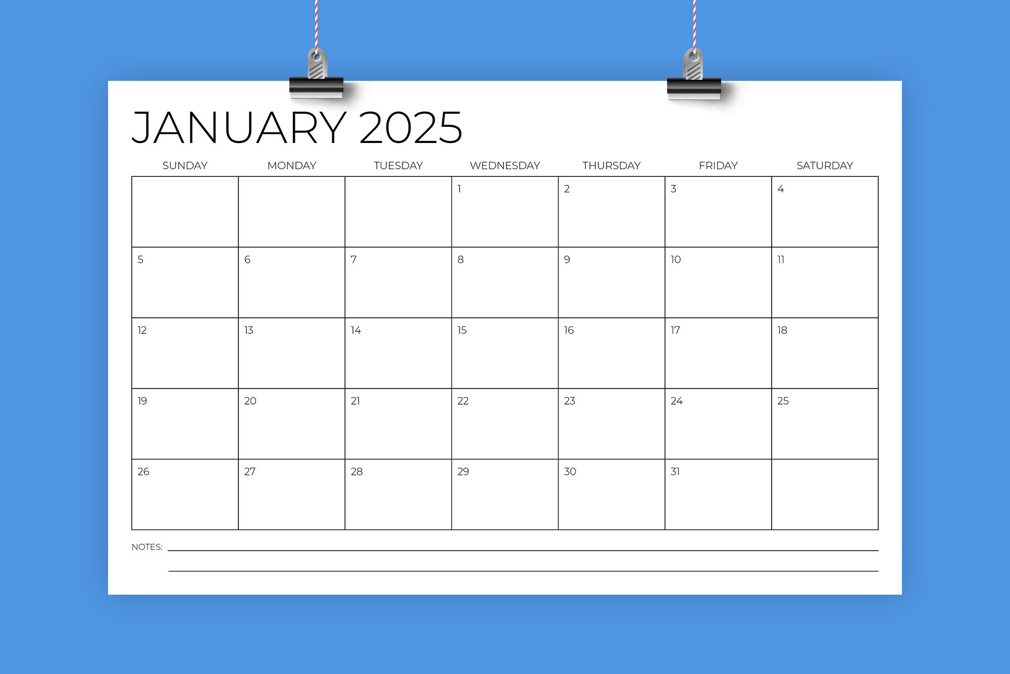 2025 11x17 Calendar Template By Running With Foxes TheHungryJPEG