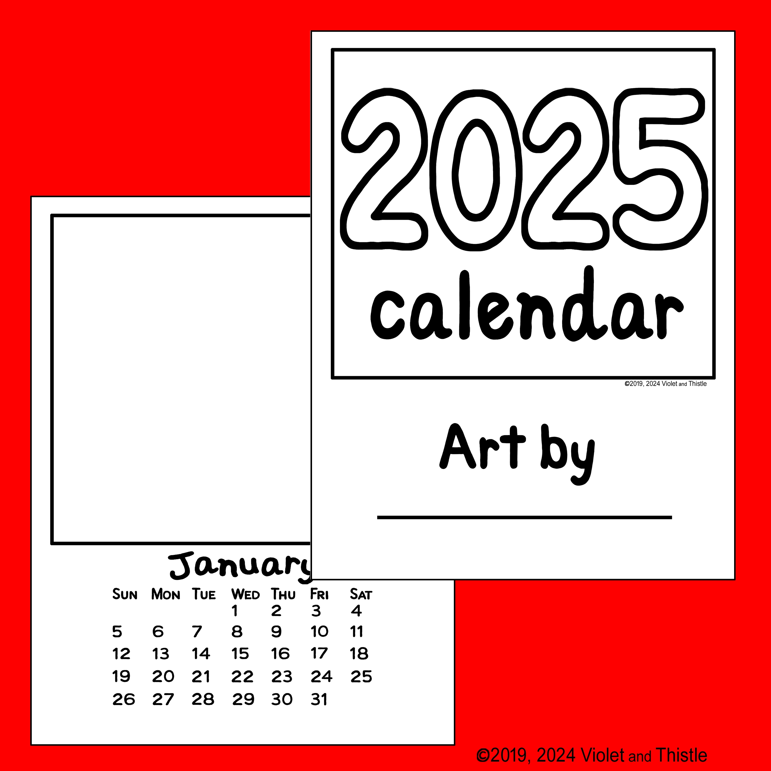 2025 2024 Calendar Parent Christmas Gift For Parent Family Printable Blank For Kids To Draw In C3 Made By Teachers
