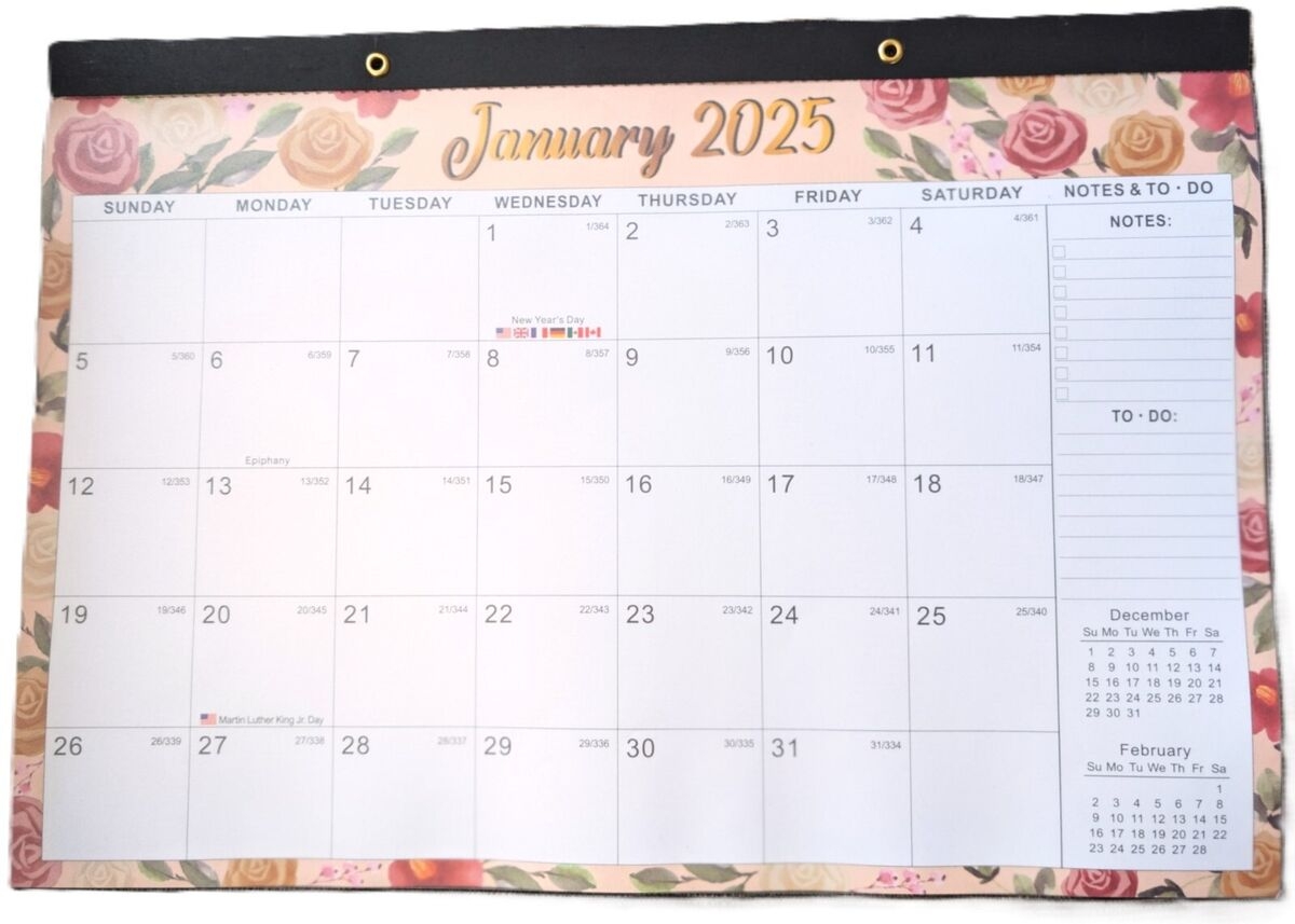 2025 2026 Desktop Calendar 18 Month Flowers 17 X 12 Monthly EBay