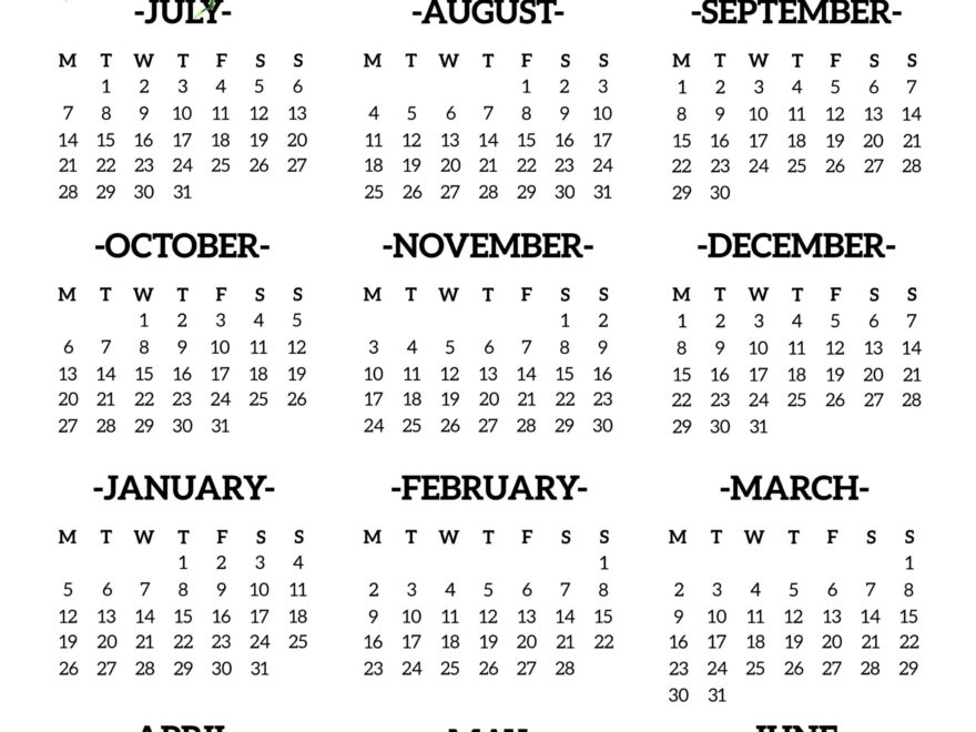 2025 2026 School Year Calendar Free Printable Paper Trail Design