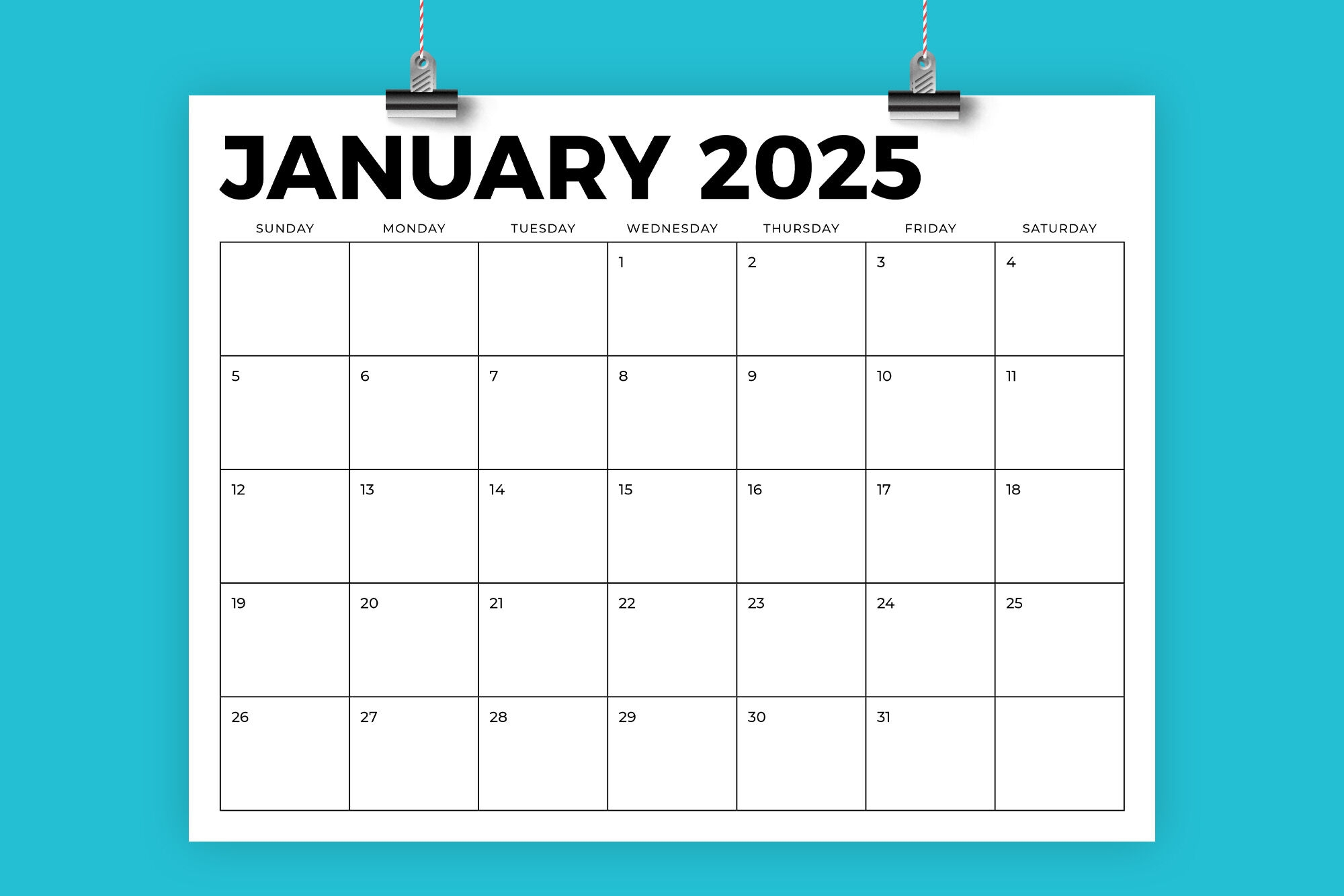 Blank 2025 Calendar Forms