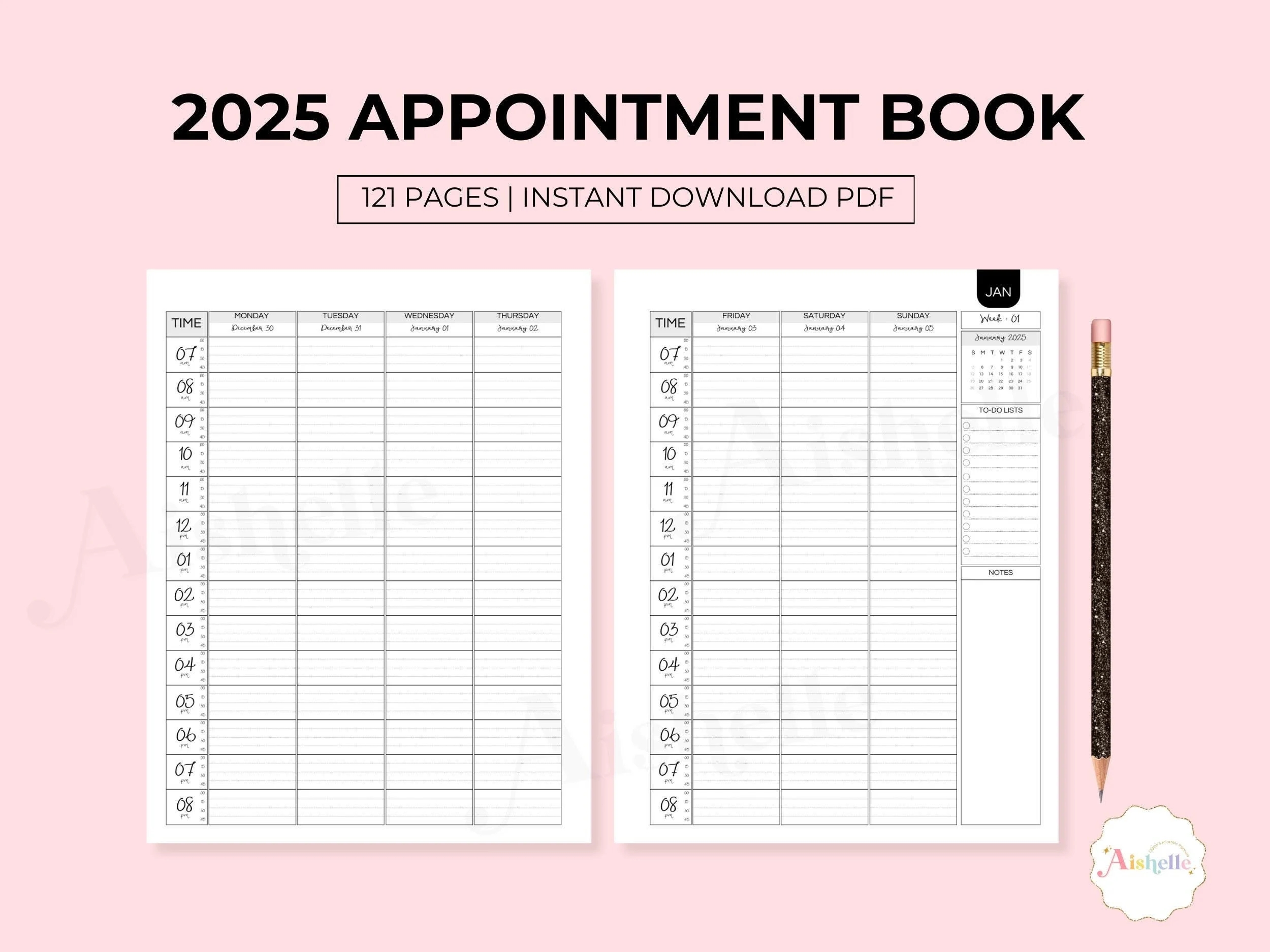 2025 Appointment Book Printable Appointment Planner With 15 Minute Increments PERSONAL USE Etsy