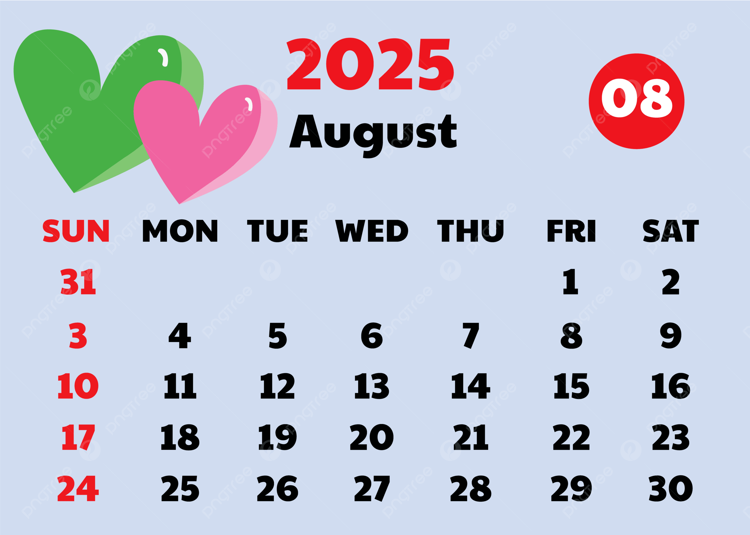 Cute August 2025 Calendar Blank