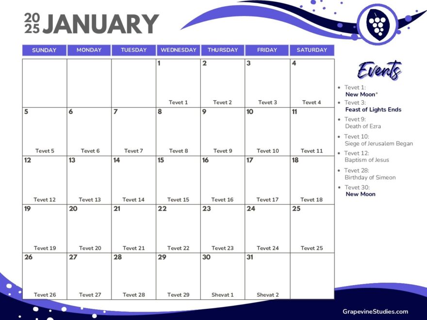 2025 Biblical Calendar Digital Set Grapevine Studies