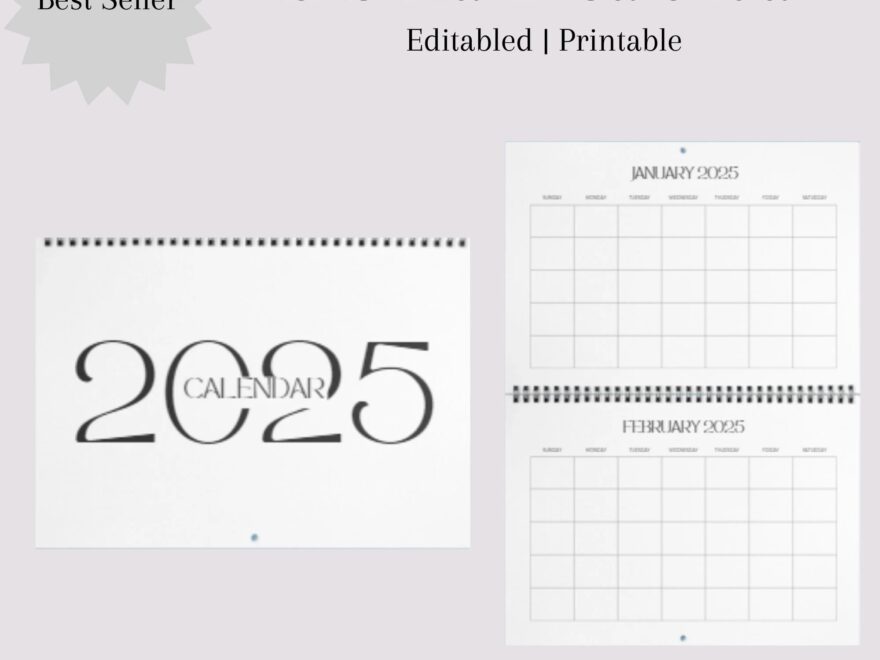 2025 Blank Monthly Calendar Printable Minimalist Simple Calendar Basic Calendar 297mmx210mm Etsy