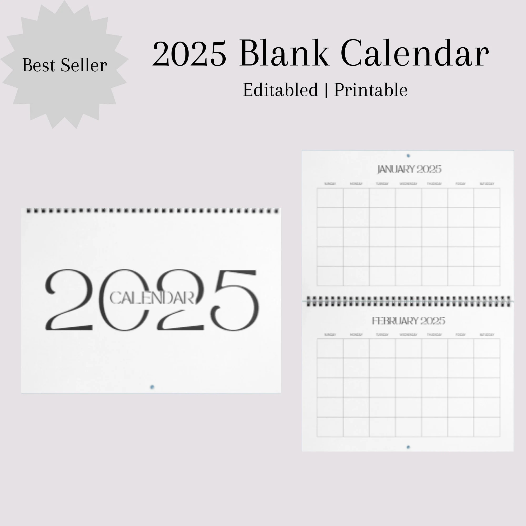 2025 Blank Monthly Calendar Printable Minimalist Simple Calendar Basic Calendar 297mmx210mm Etsy