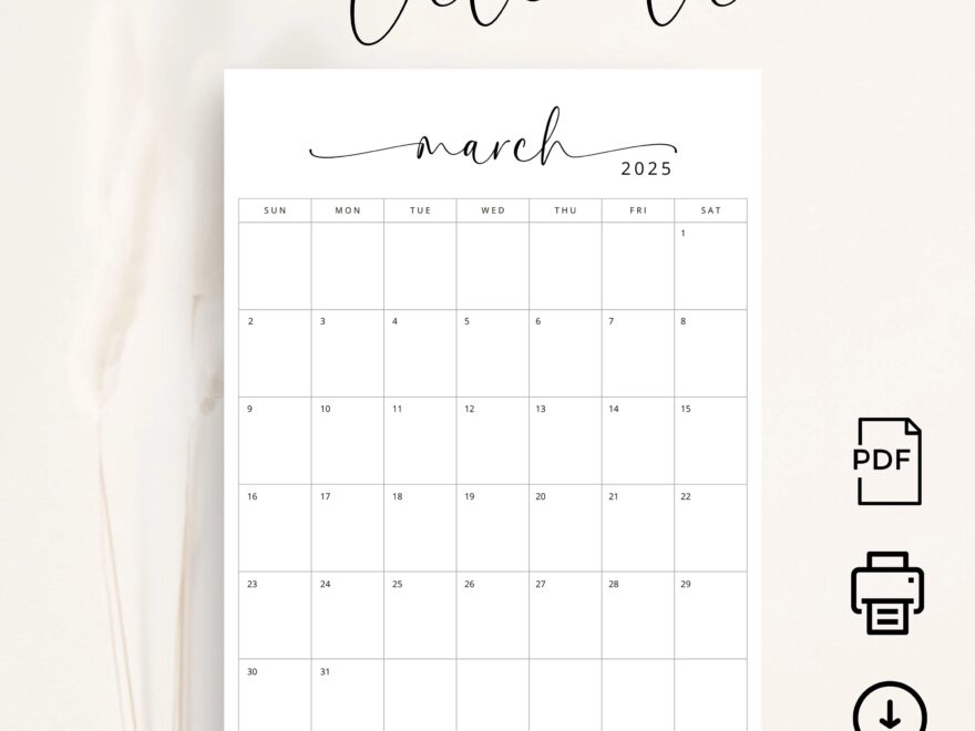 2025 Calendar 2025 Monthly Planner Vertical Sunday Monday Start 2025 Elegant Monthly Calendar A4 Letter Size Wall Calendar Printable 2025 Etsy