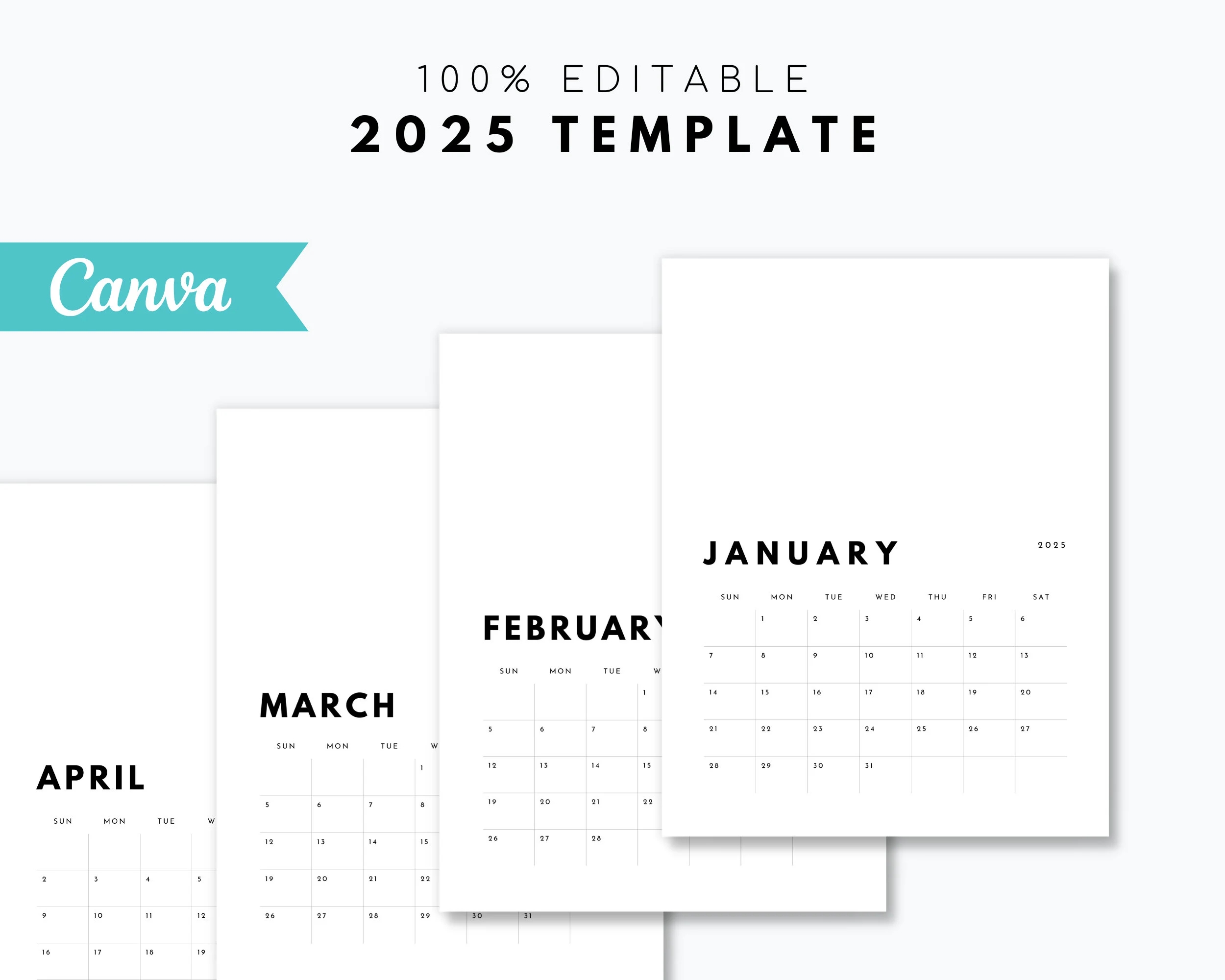 2025 Calendar Canva Template 100 Editable Etsy