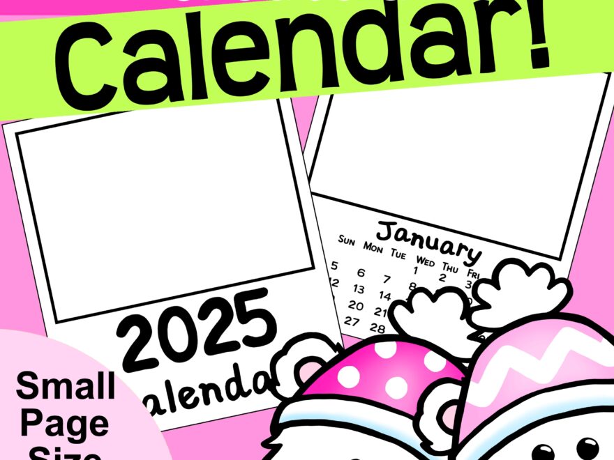 2025 Calendar CD CASE SIZE Printable Monthly Parent Christmas Gift For Parent Draw Simple Border CD1 Made By Teachers