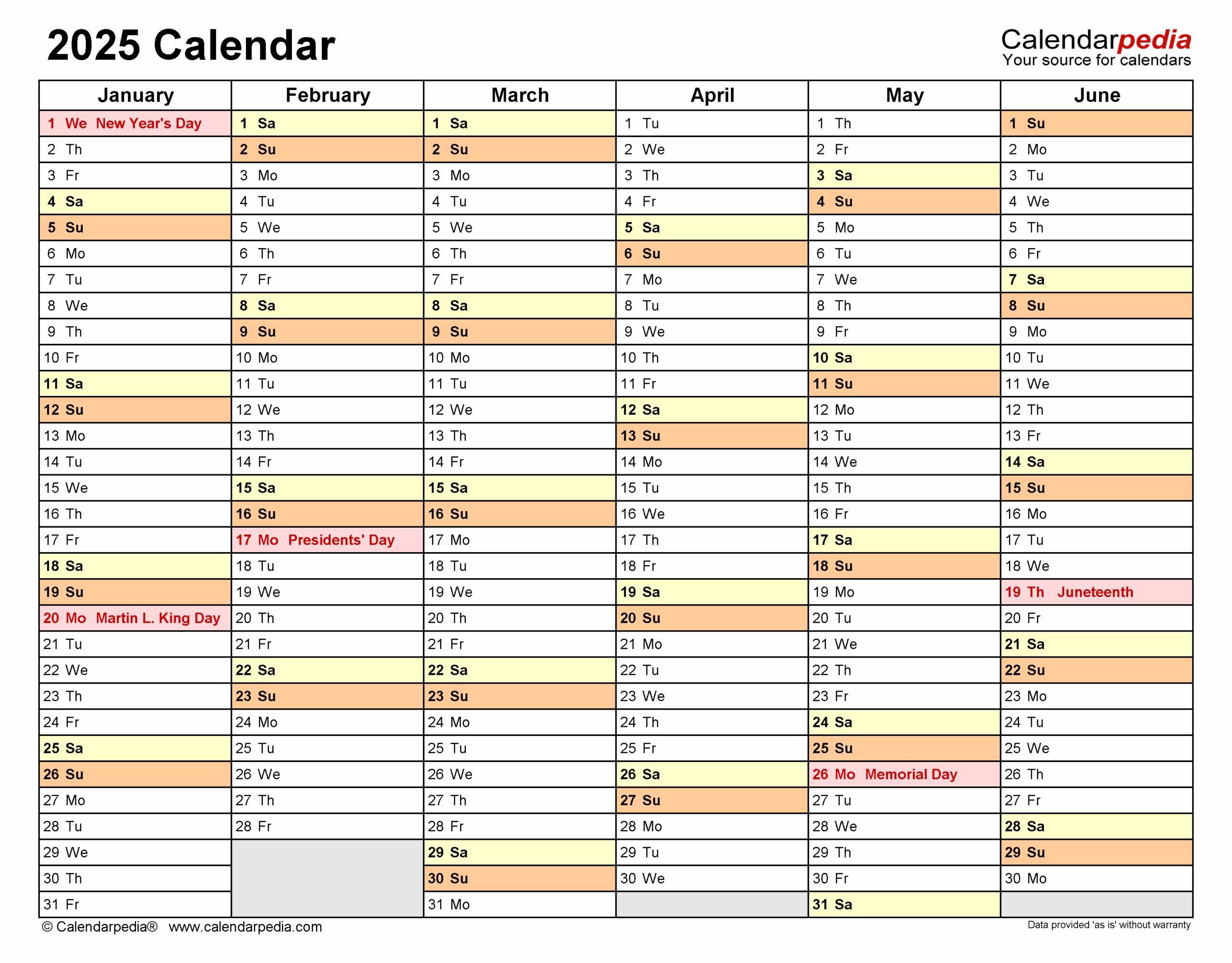 2025 Calendar Free Printable PDF Templates Calendarpedia