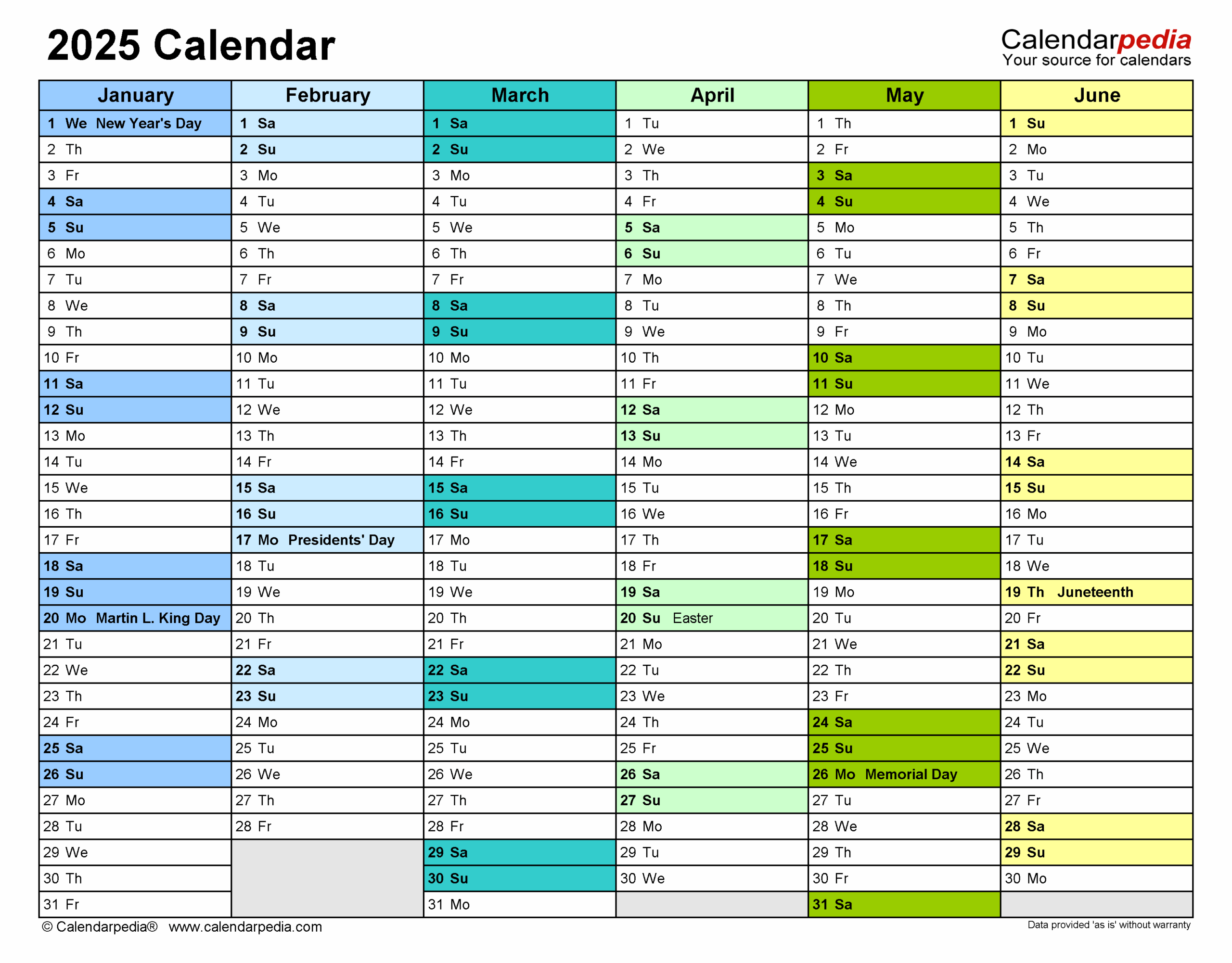 2025 Calendar Free Printable PDF Templates Calendarpedia