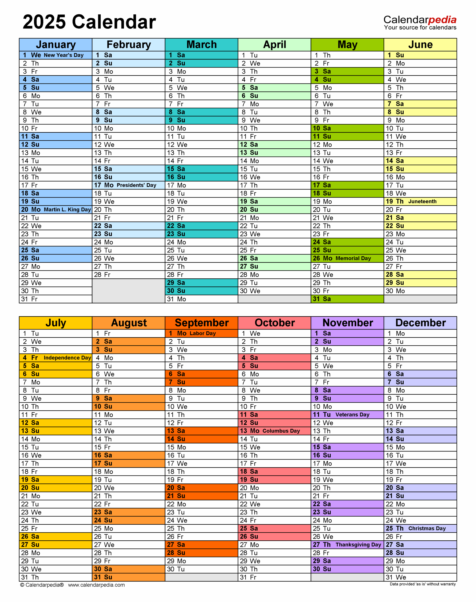 Blank Month 2025 Calendar