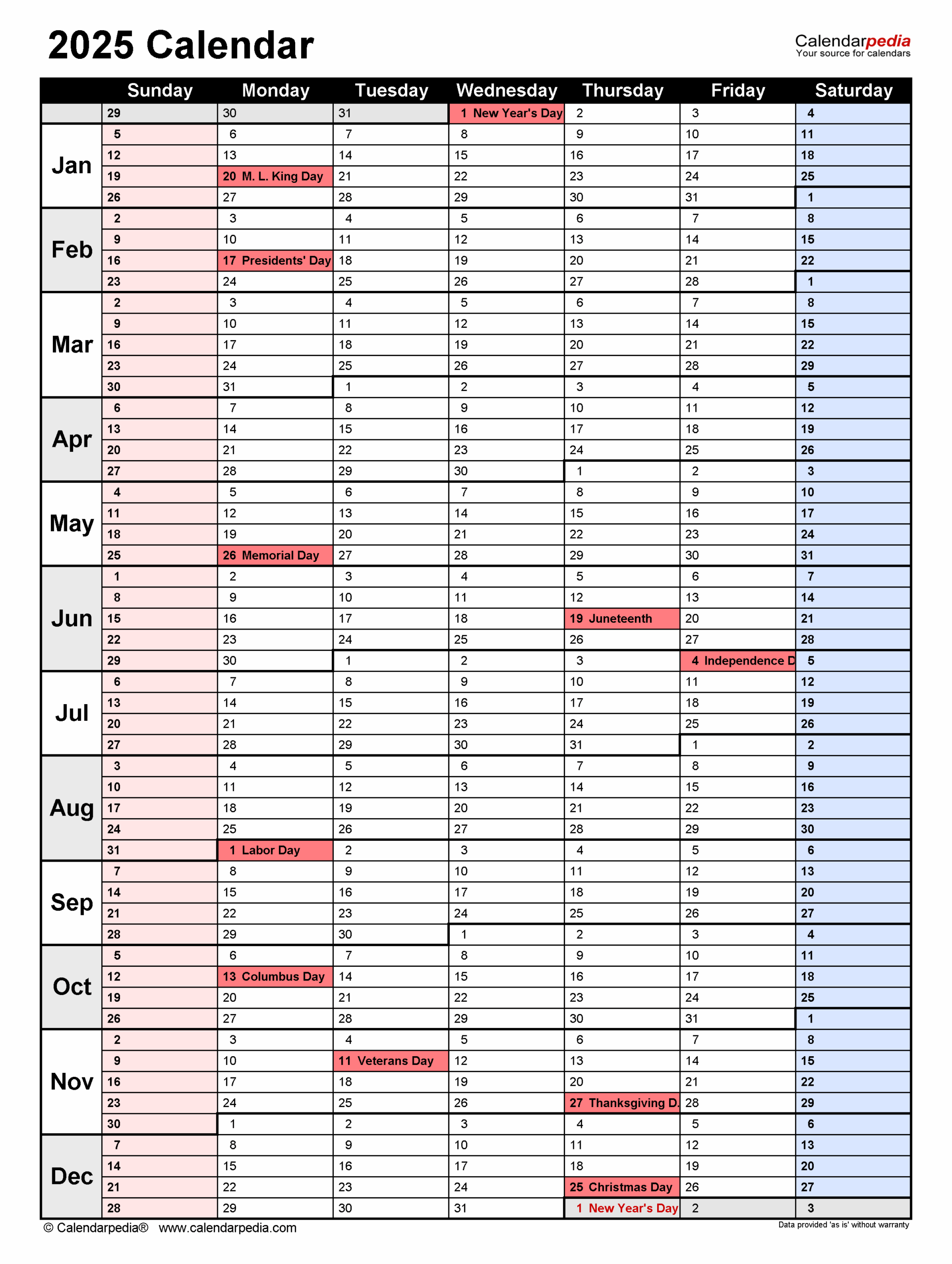 2025 Calendar Free Printable Word Templates Calendarpedia