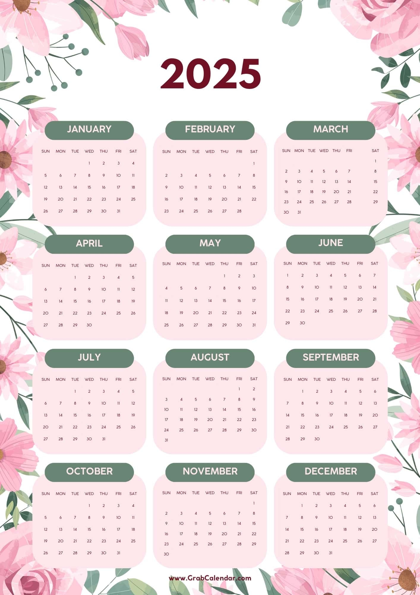 Blank Calendar 2025 Pages File