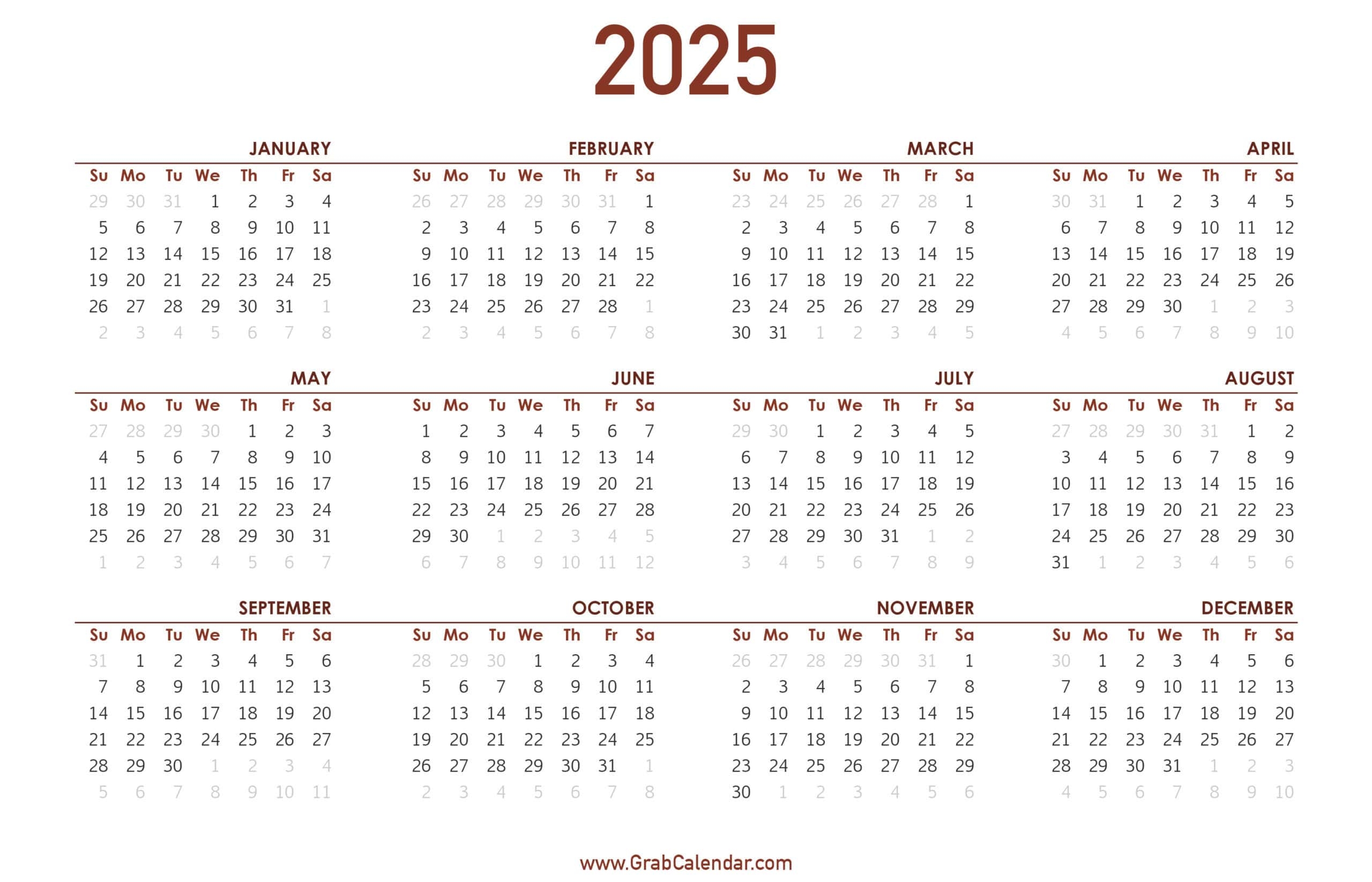 Blank Decembr 2025 Calendar