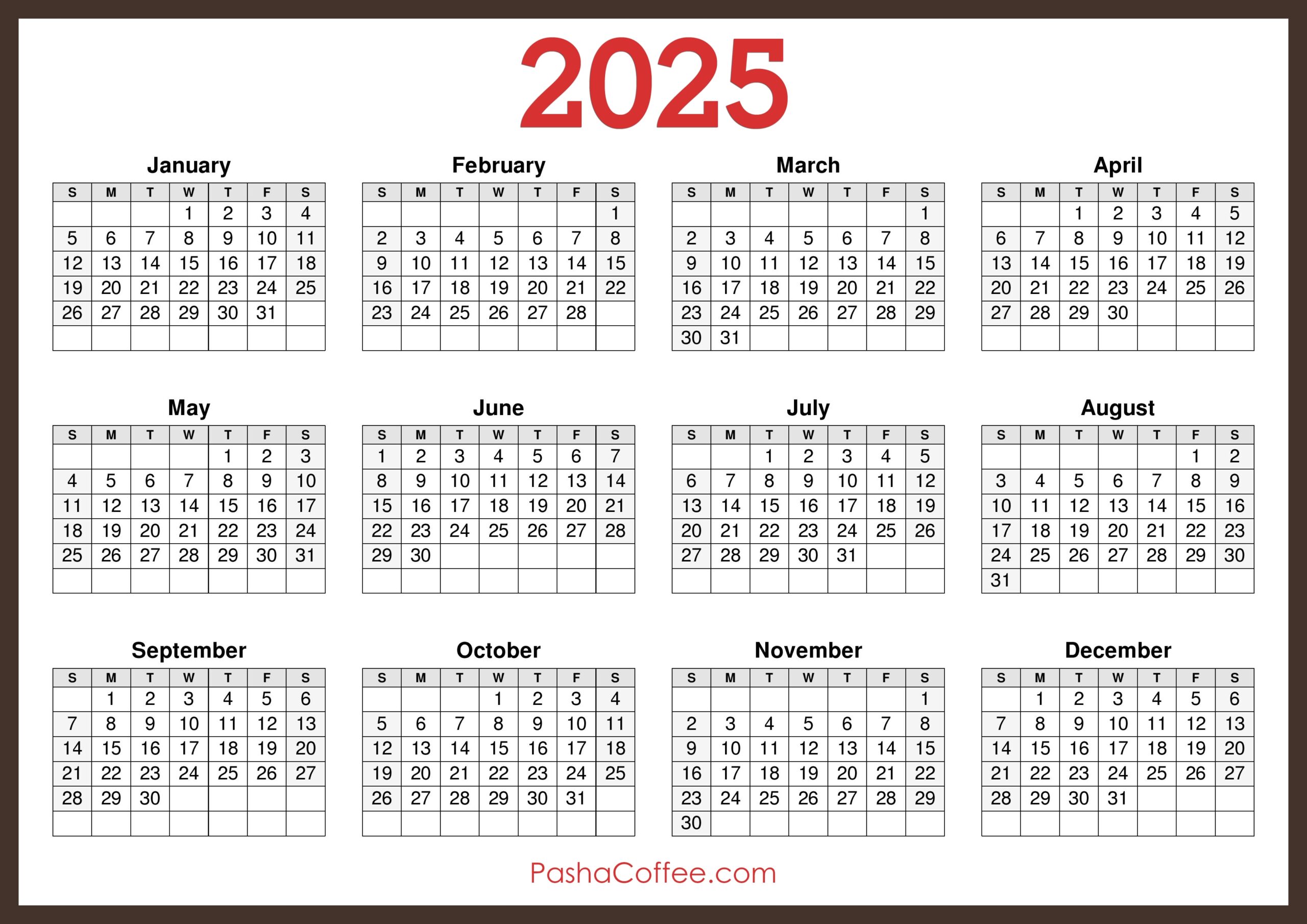 Blank Calendar 2025 Download