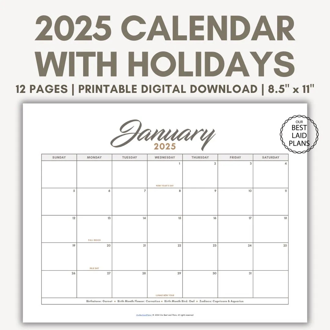 Blank Monthly Calendar 2025