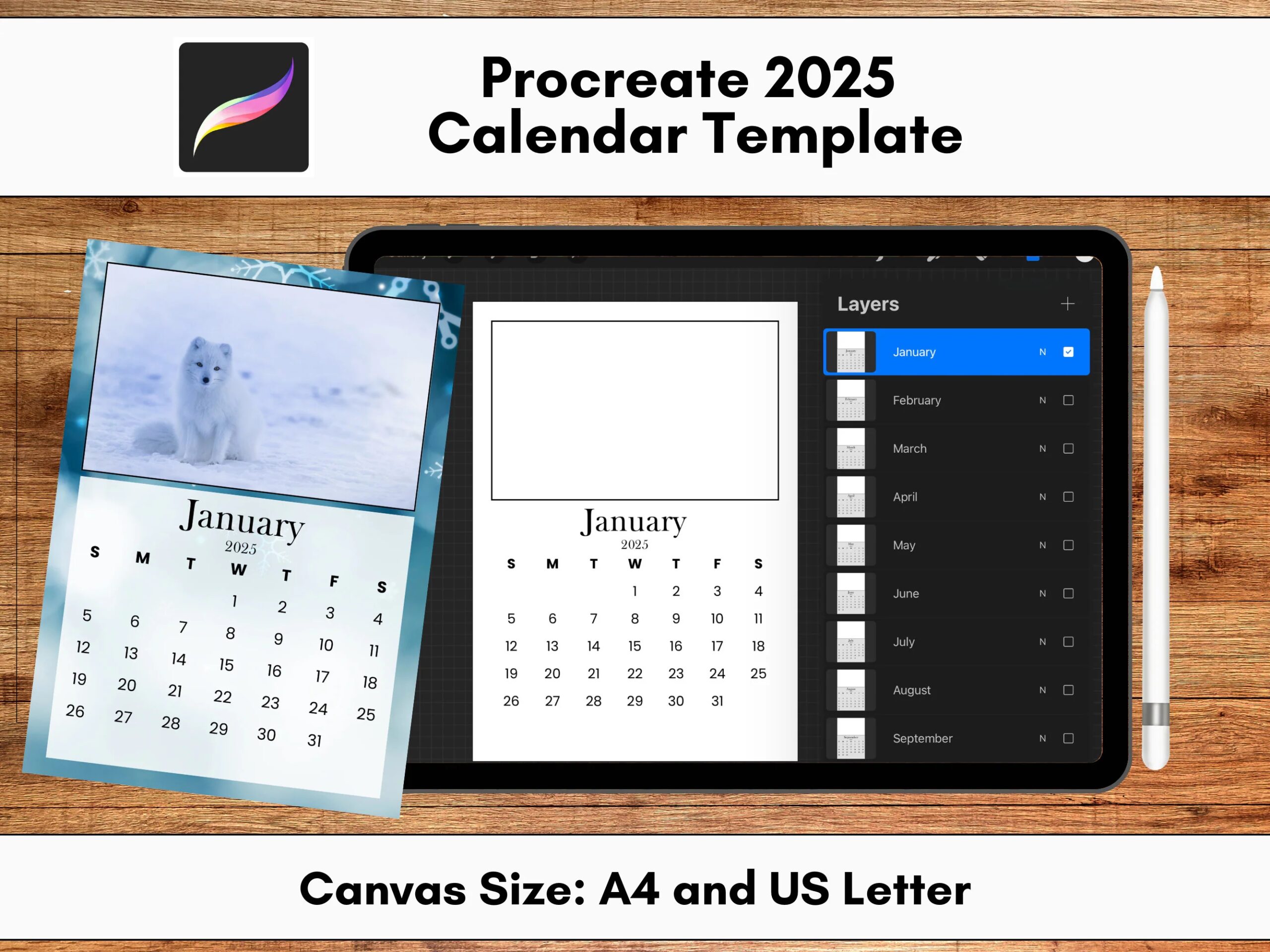 2025 Calendar Procreate Bundle Templates In US Letter And A4 Sizes 8 5x11 Personalize Stylish Organization Etsy