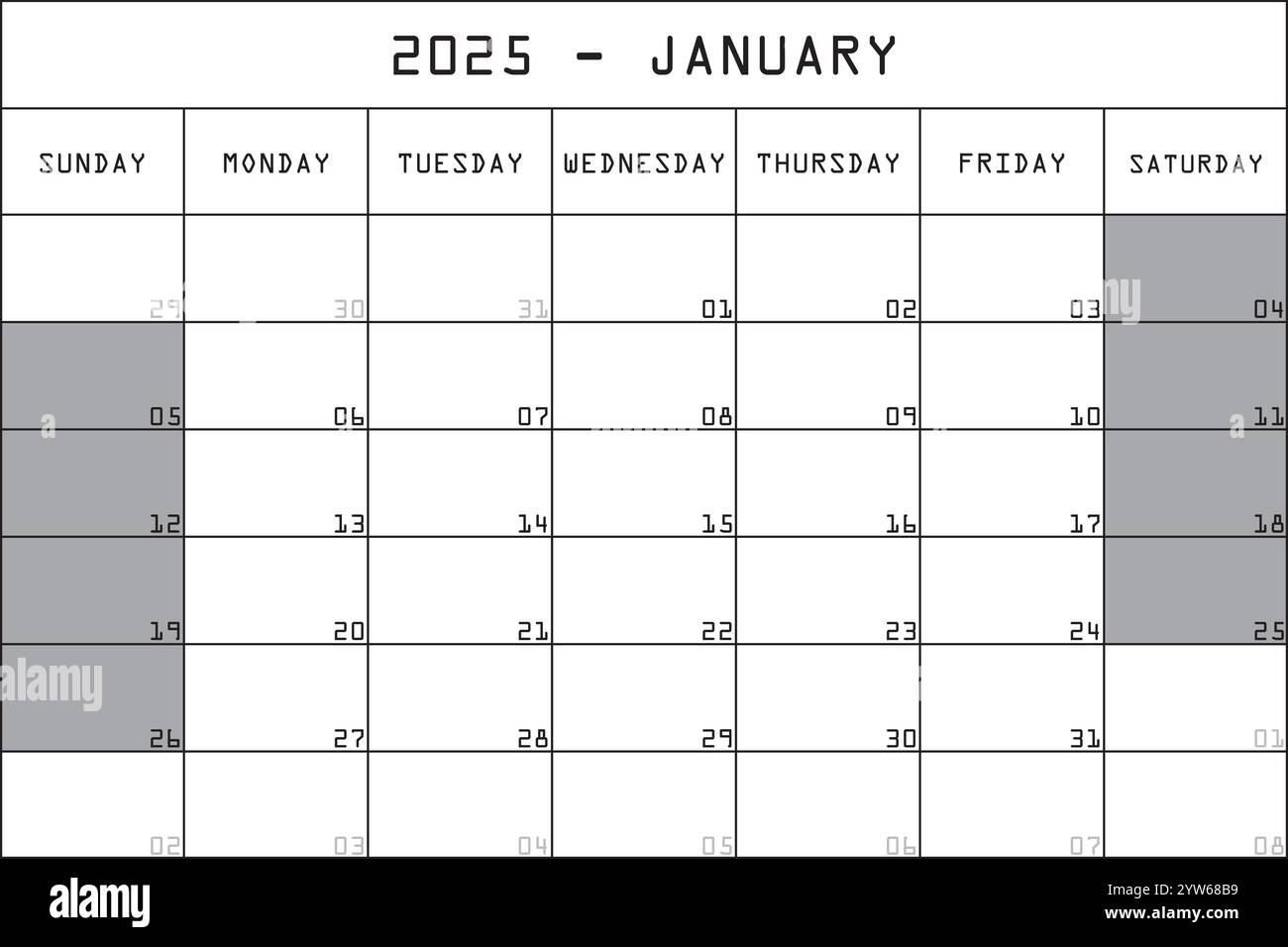 2025 Calendar Stock Vector Images Alamy