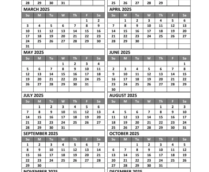 2025 Calendar Template