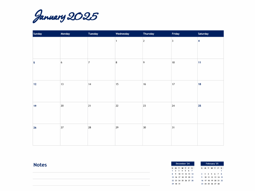 2025 Calendar Template Excel Google Sheets Highfile