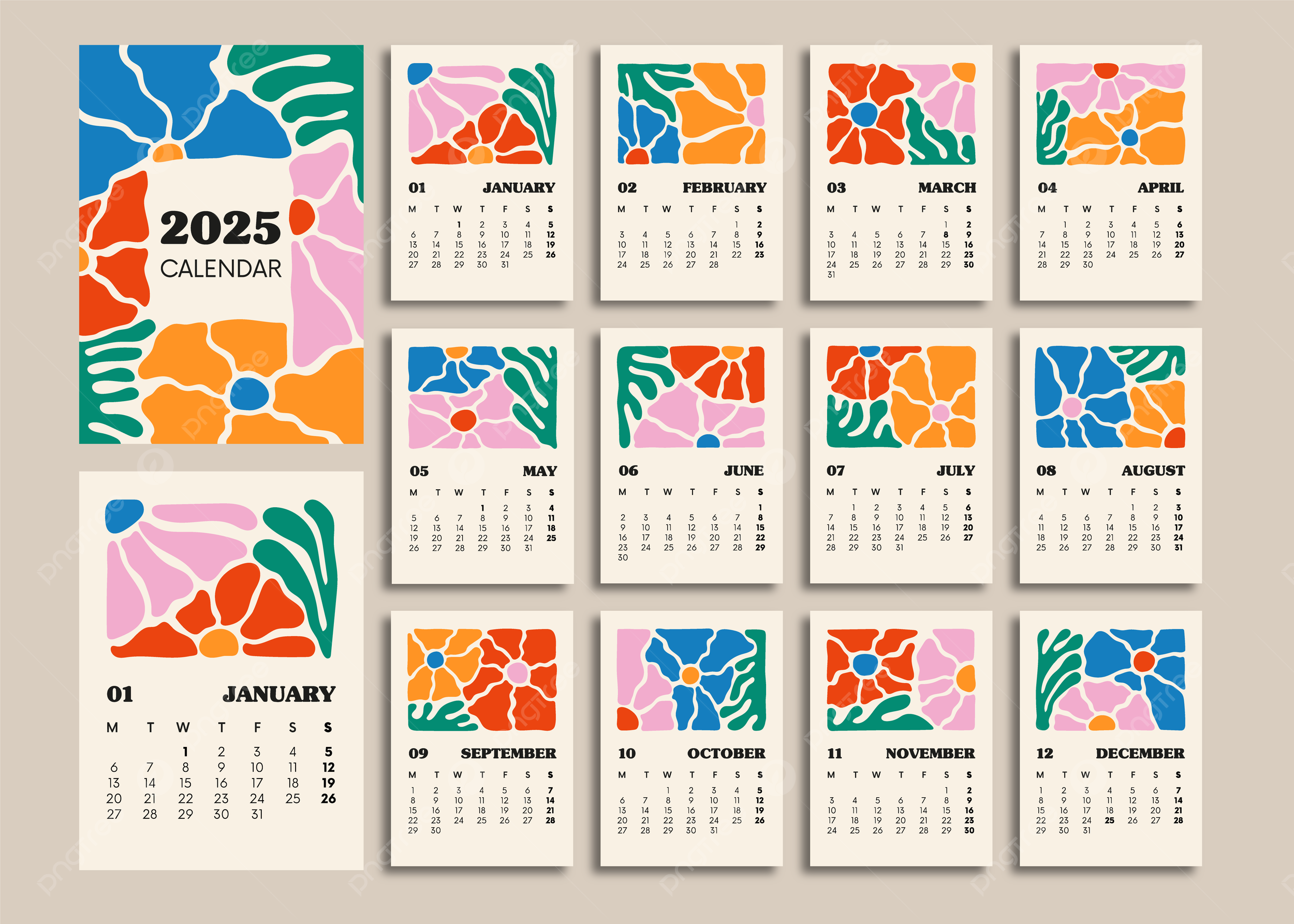 2025 Colorful Calendar Template Vector Template Download On Pngtree