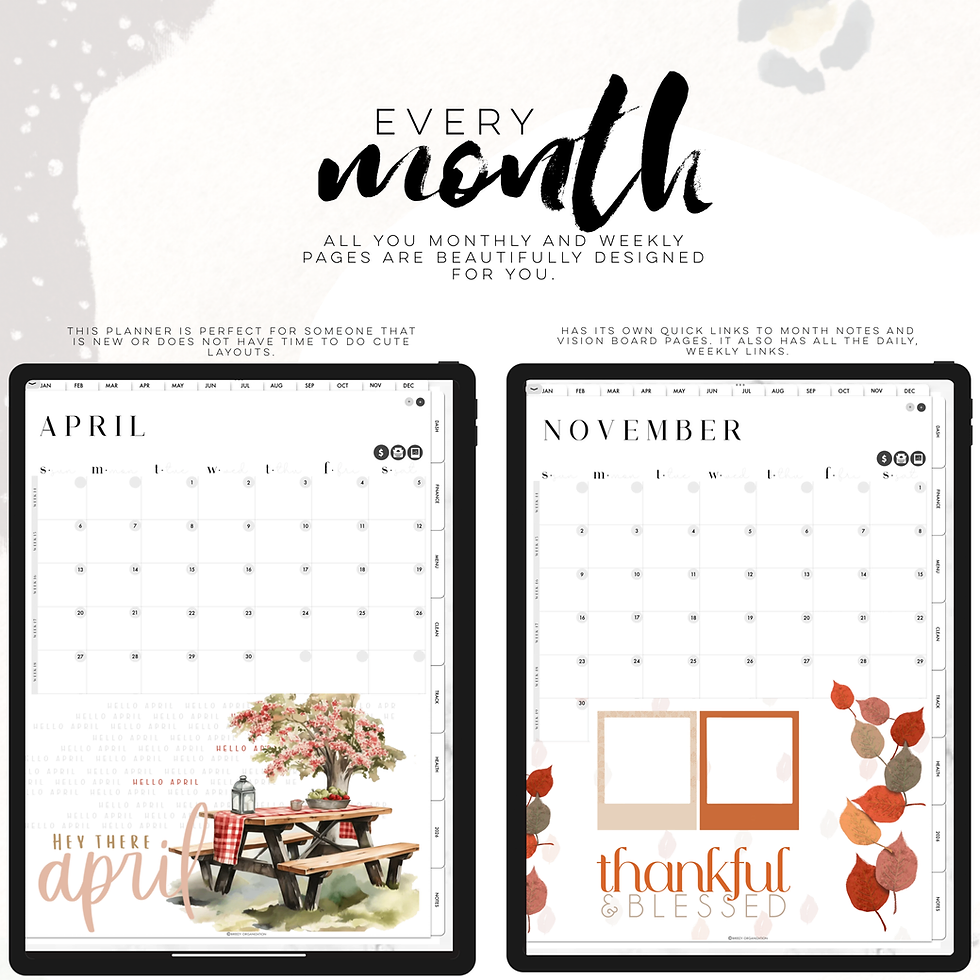 2025 Designed Planner PORTRAIT Hybrid Sunday Start Monthly Monday Start Week Breezyorganization