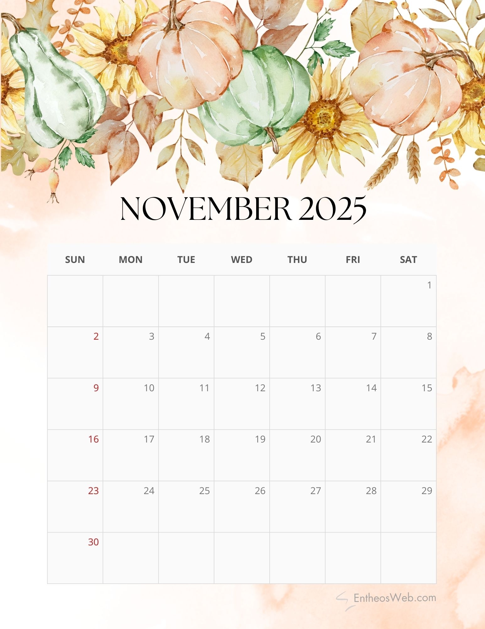 2025 Floral Monthly Calendar Free PDF Printable EntheosWeb