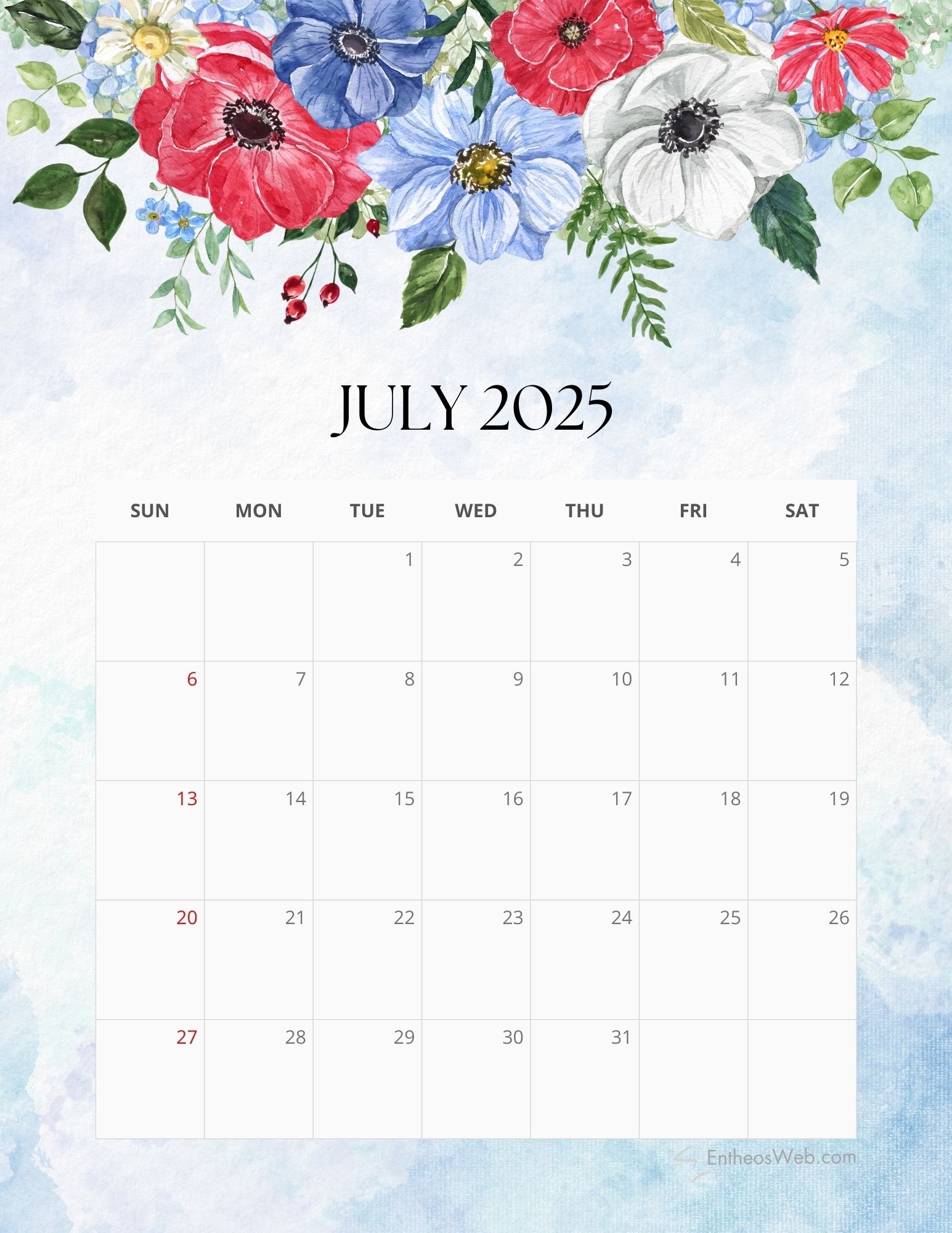 Blank 2025 Month Calendar