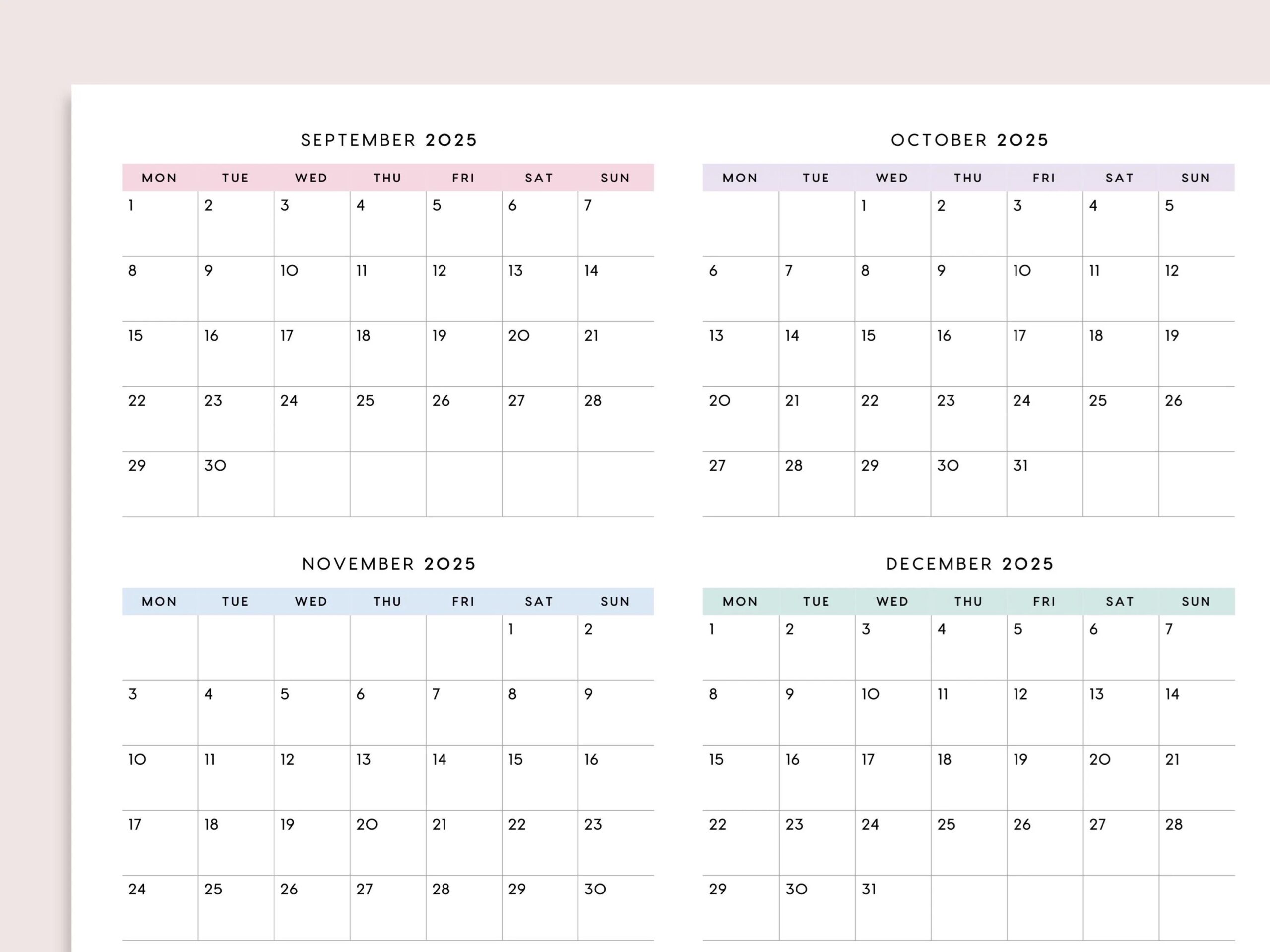 2025 Foldout Calendar 2025 Calendar 2025 Planner 2025 Overview Pastel A5 Half size A4 Letter PRINTABLE Etsy