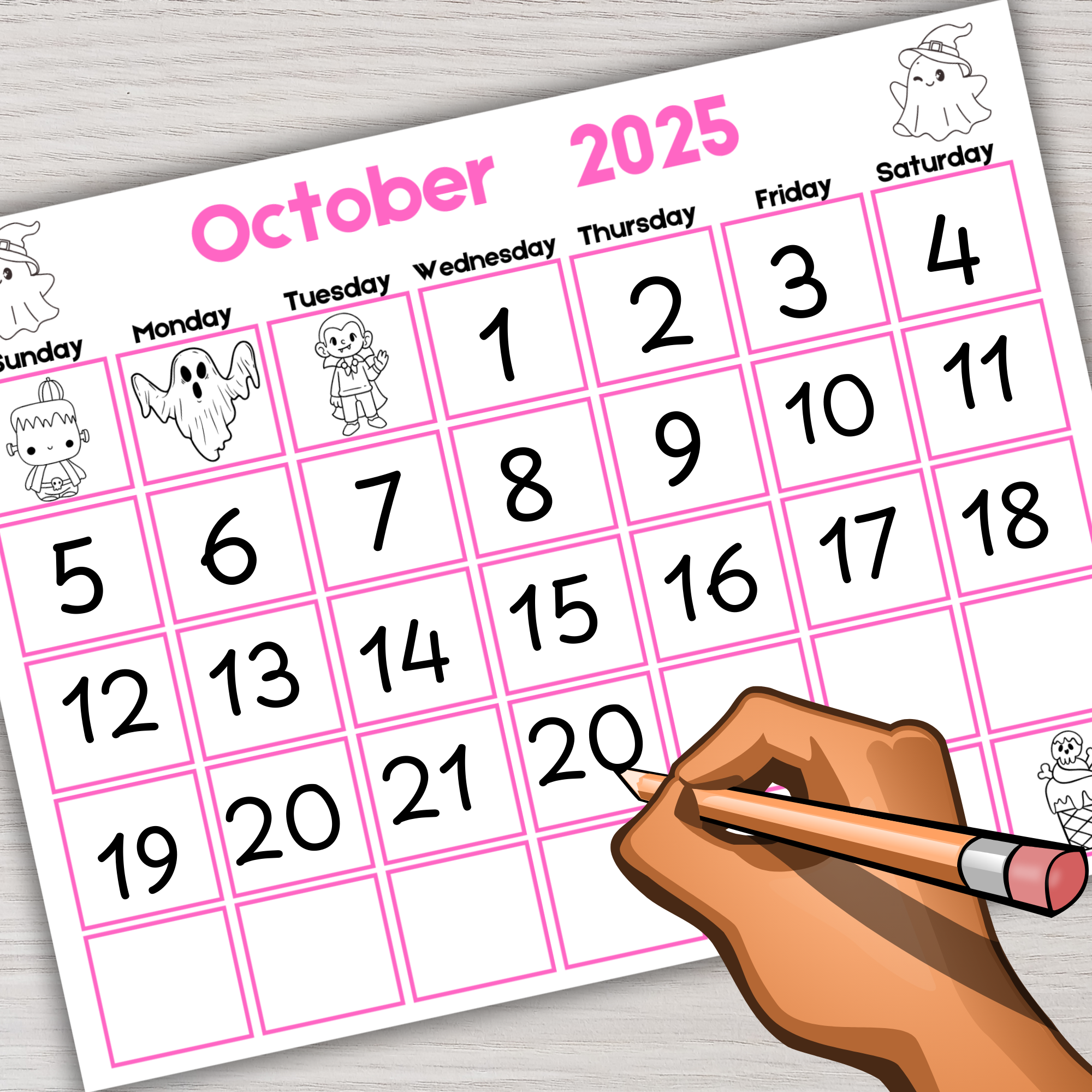2025 Kids Traceable Calendar Printable Mess For Less Shop