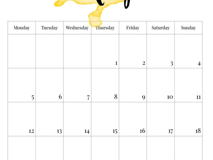 2025 Monday Start Watercolor Calendar Paper Trail Design