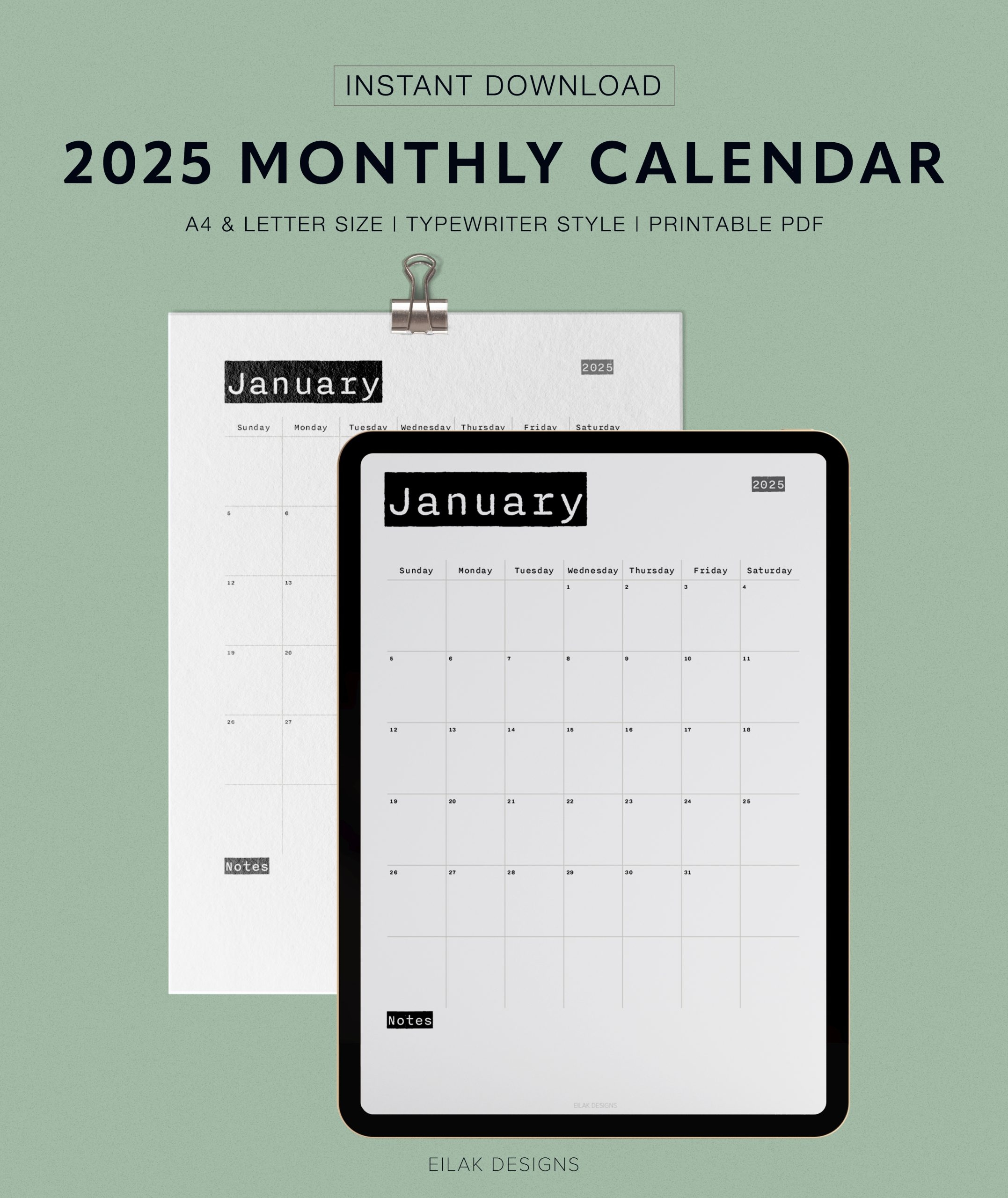 Blank Month By Month Calendar 2025