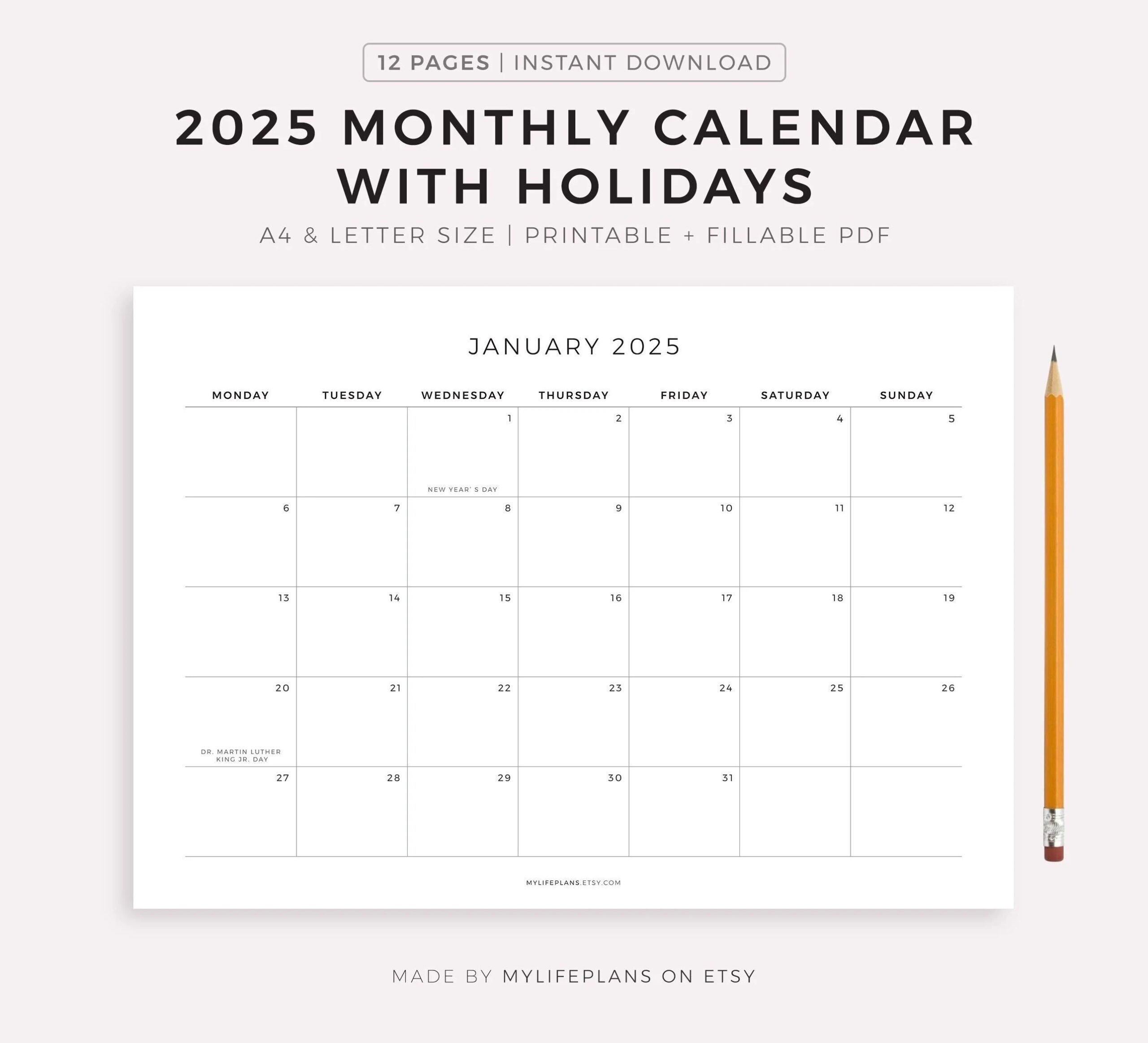 Blank 12 Month Calendar Template 2025