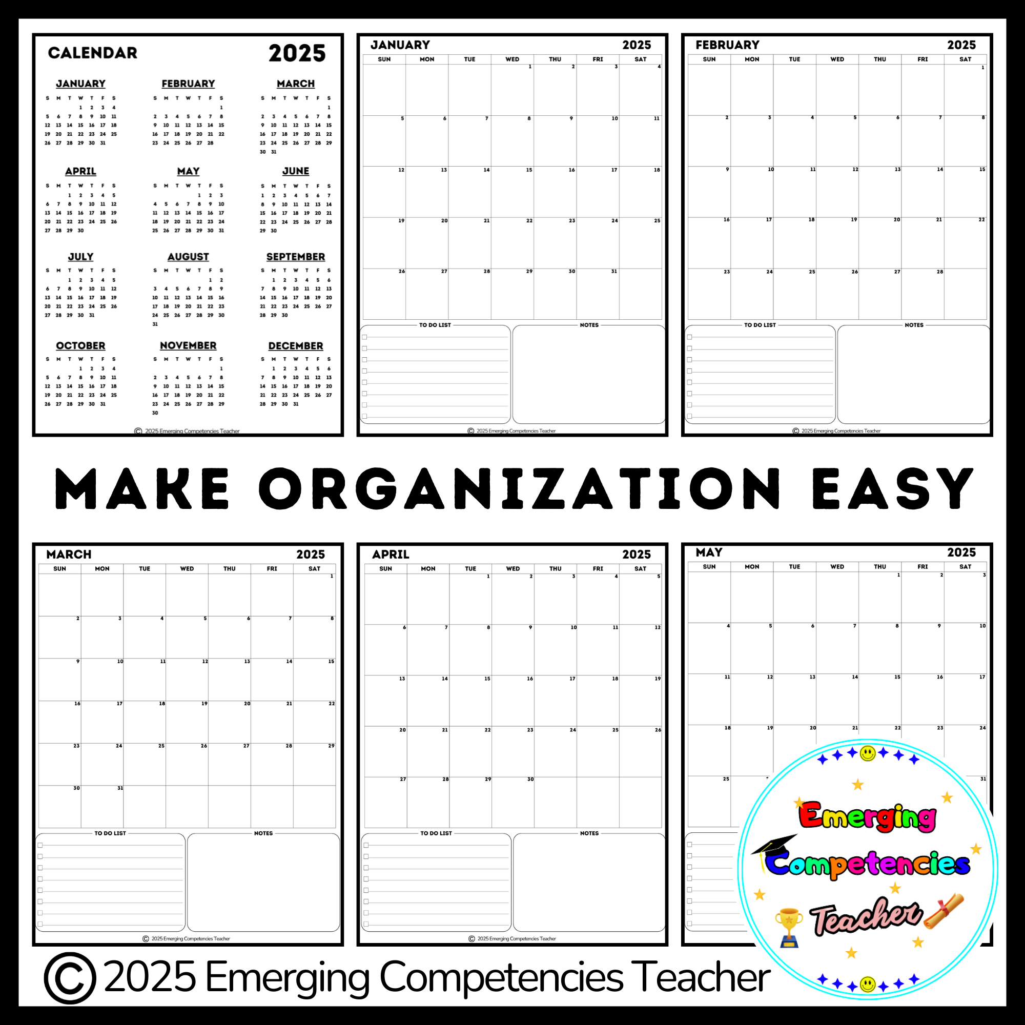 2025 Monthly Overview On One Printable Page Made By Teachers