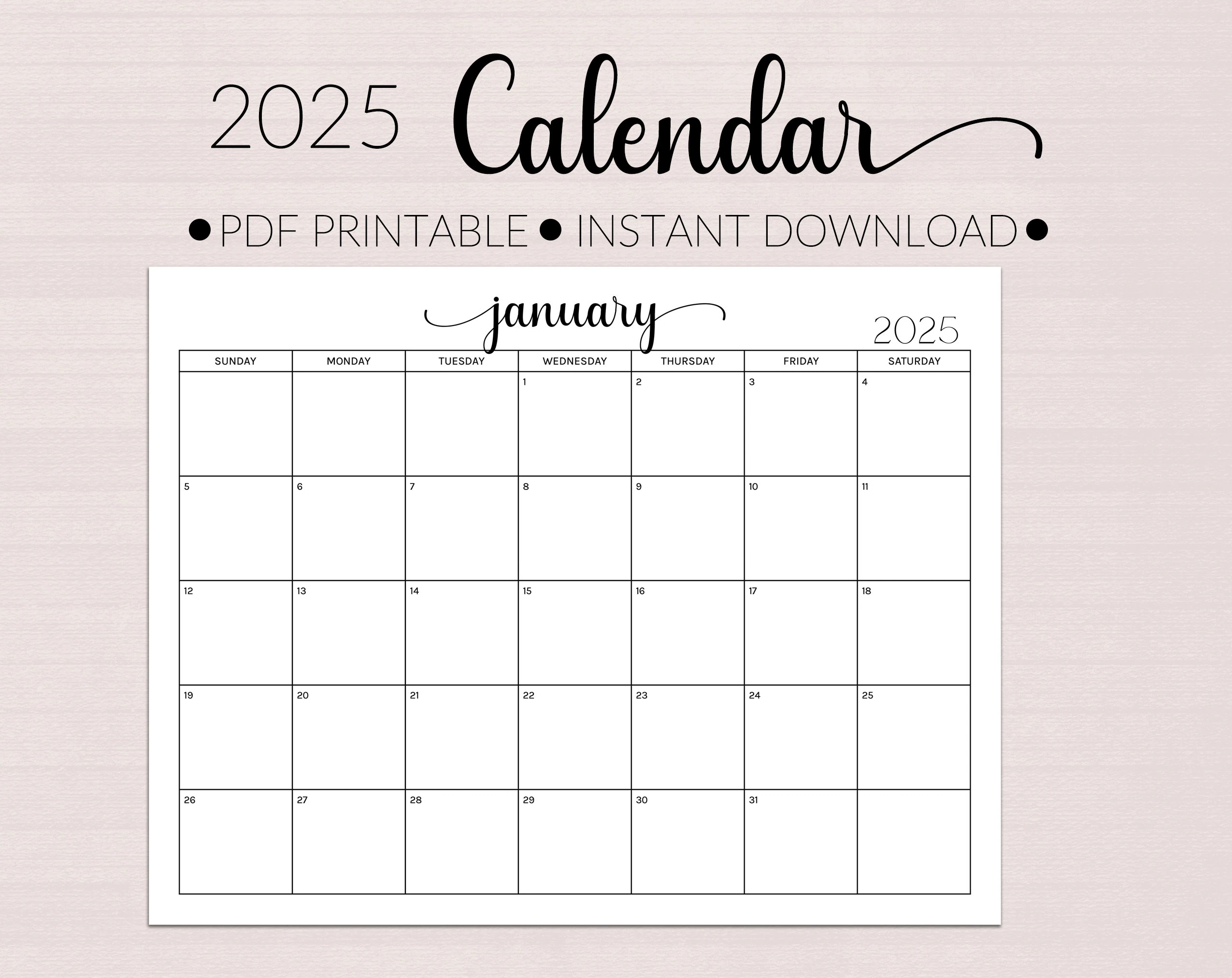 2025 Monthly Printable Planner Landscape Monthly Planning Organization Help Calendar Printable PDF Business Planner Homeschool Calendar Etsy