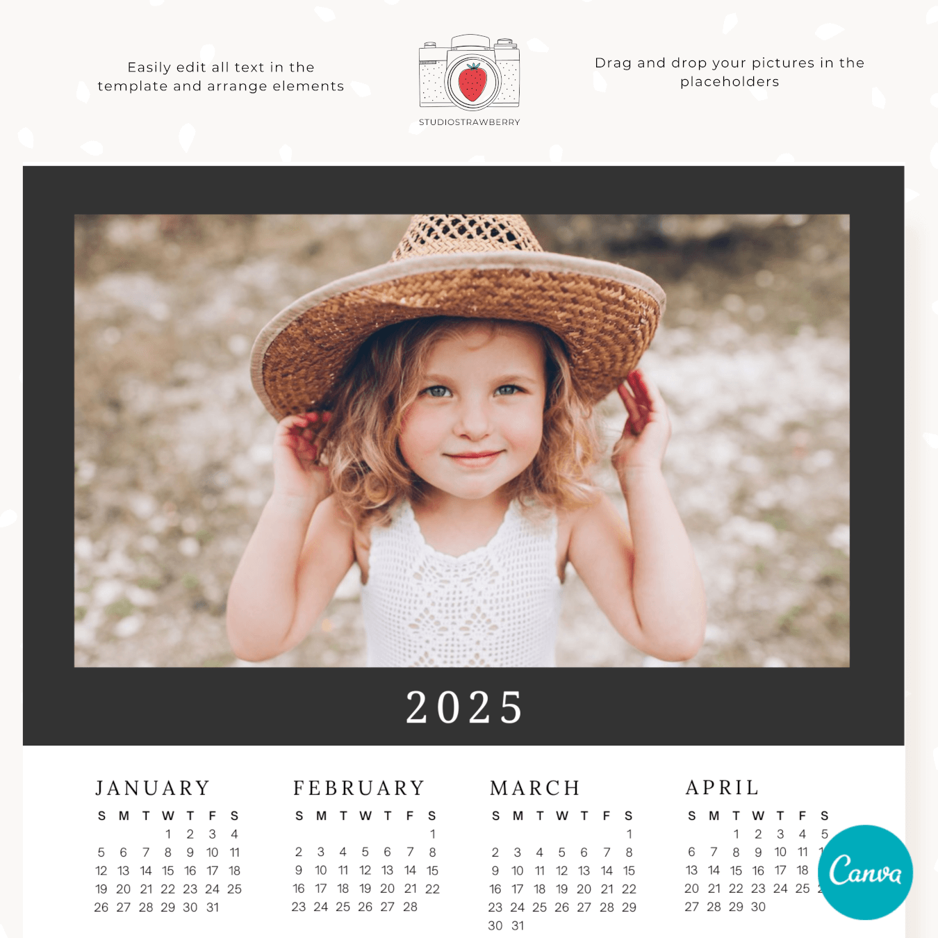 Printable Blank Portrait 2025 Calendar