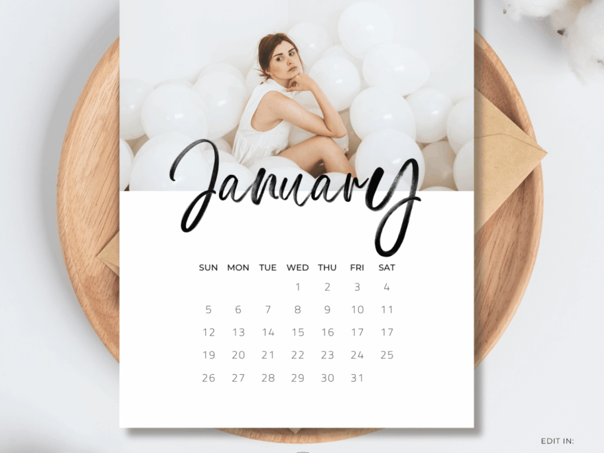 2025 Photo Calendar Template For Canva Strawberry Kit