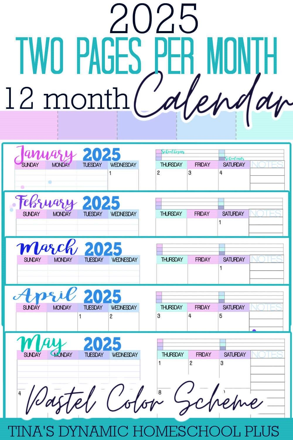 Printable Blank Calendar Of Year 2025