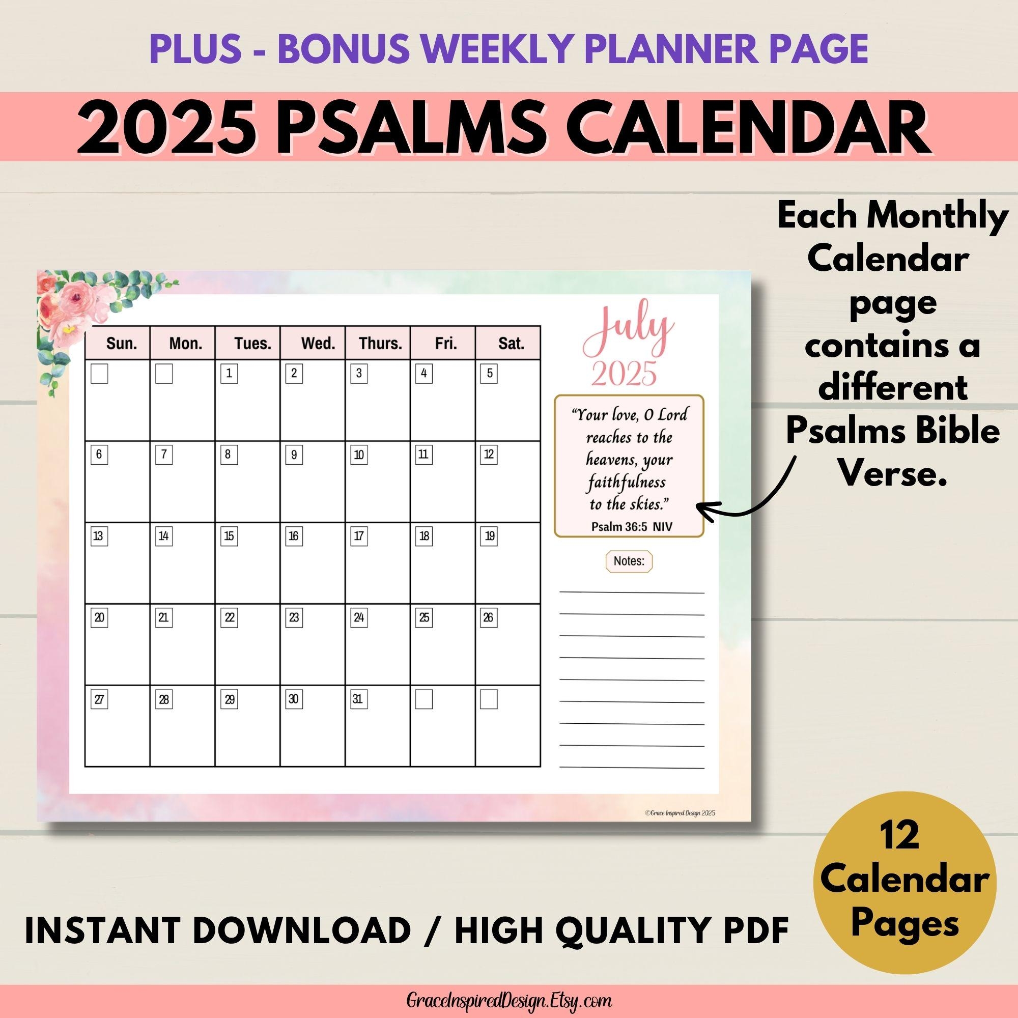 2025 Printable Calendar Bible Verse Calendar Printable 2025 Monthly Planner Insert 2025 Inspirational Calendar 4 Sizes 2025 Calendar PDF Etsy