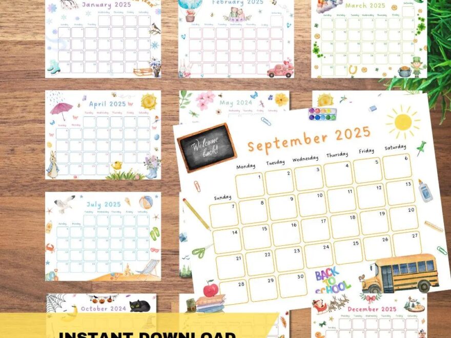 2025 Printable Calendar Editable PDF Printable Kids Calendar Daycare Schedule Children s Calendars Homeschool Calendar Classroom Decor Etsy