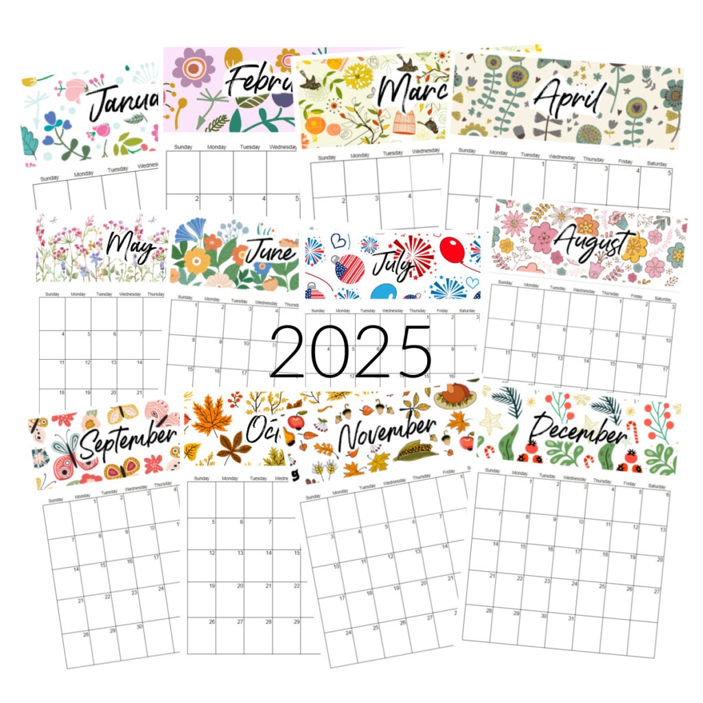 Blank Calendar 2025 All Months