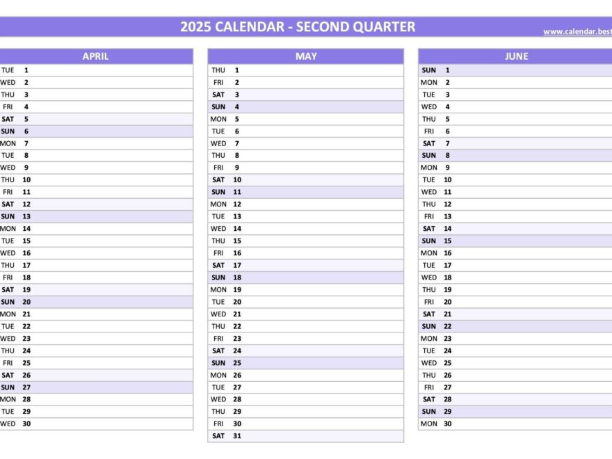 2025 Quarterly Calendar To Print