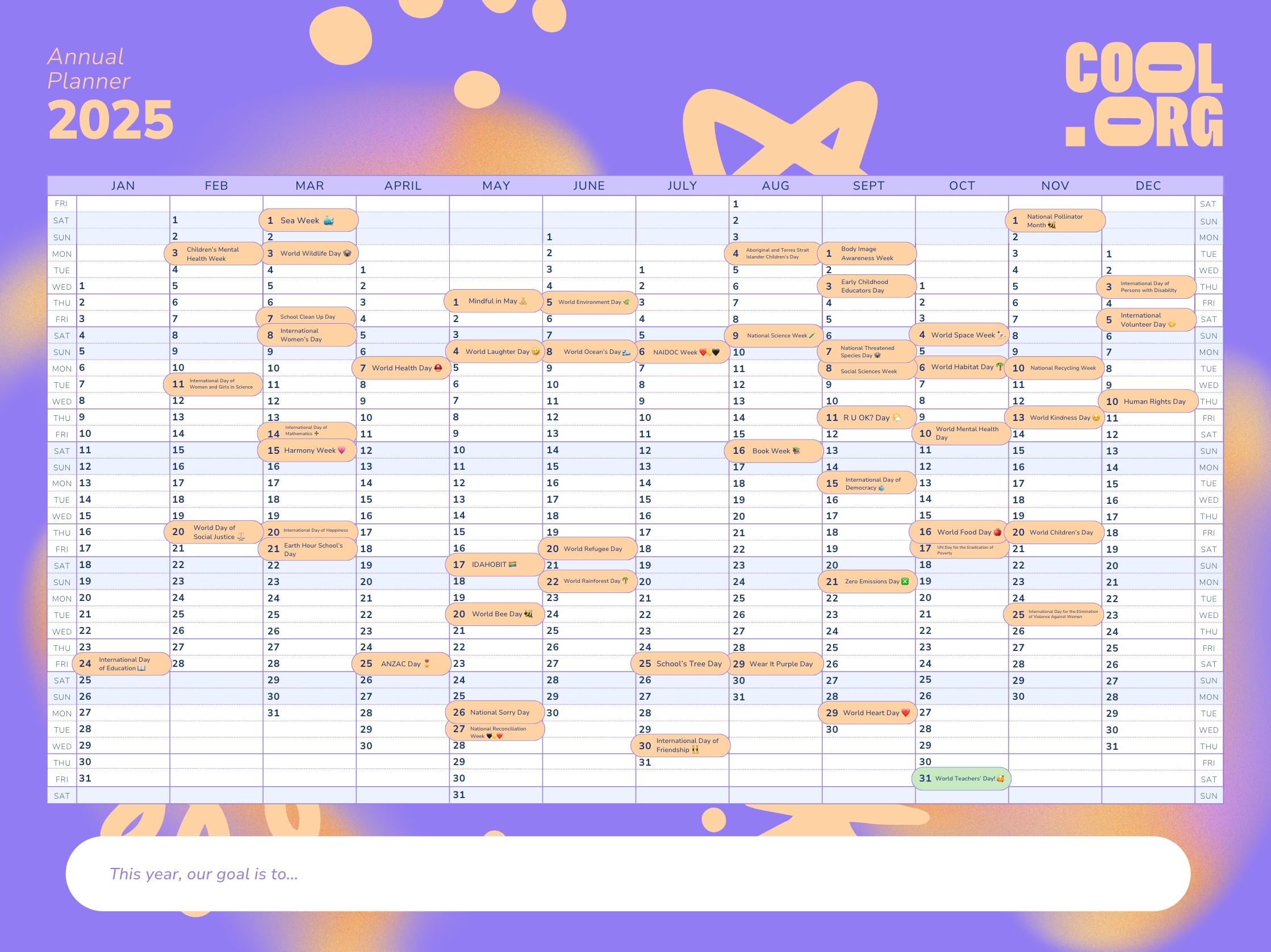 2025 School Events And Awareness Days Calendar Cool